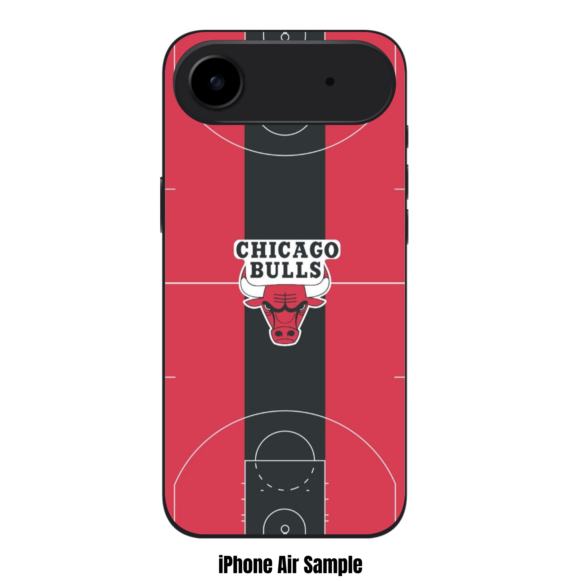 NBA Chicago Bulls Phone Case For iPhone Samsung Galaxy Pixel - Chicago Bulls Logo On Red And Black Basketball Court Art