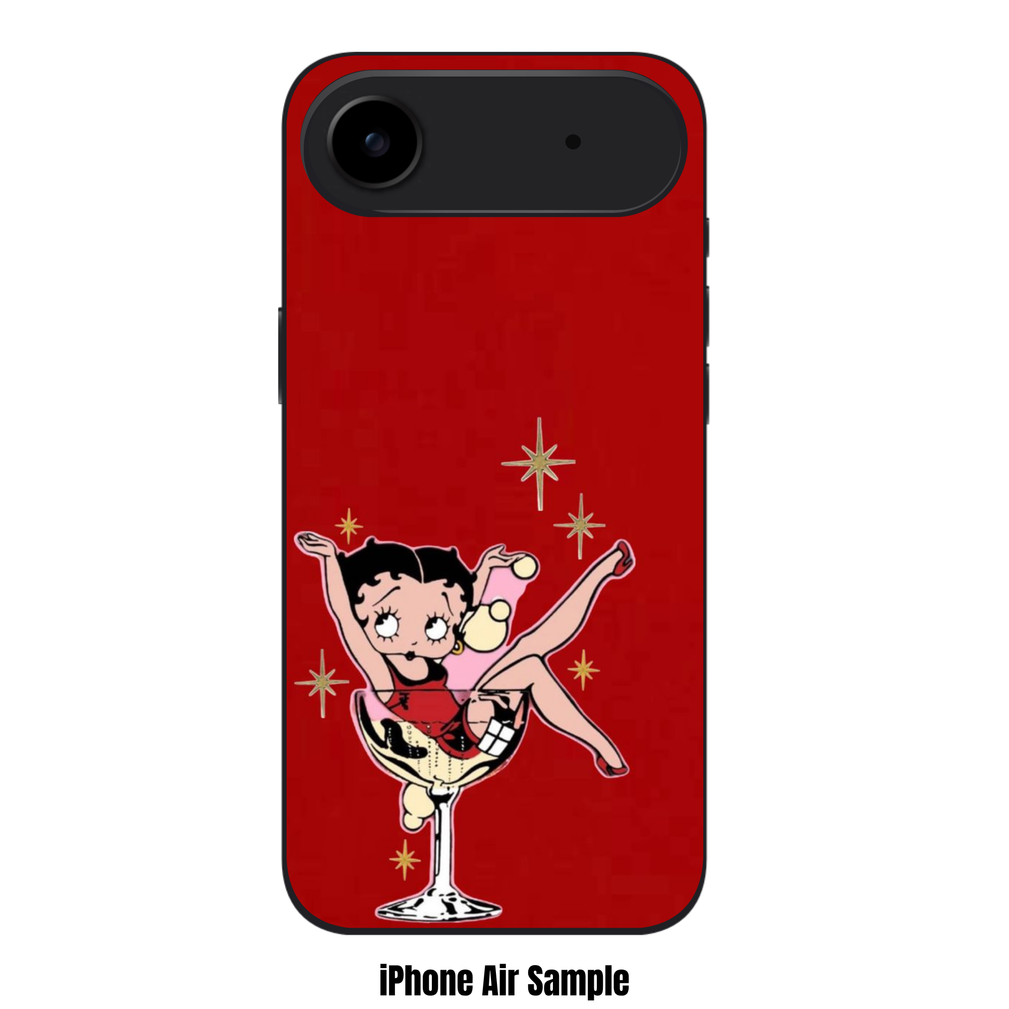 Betty Boop Phone Case For iPhone Samsung Galaxy Pixel - Betty Boop Sitting In A Martini Glass On Red Background