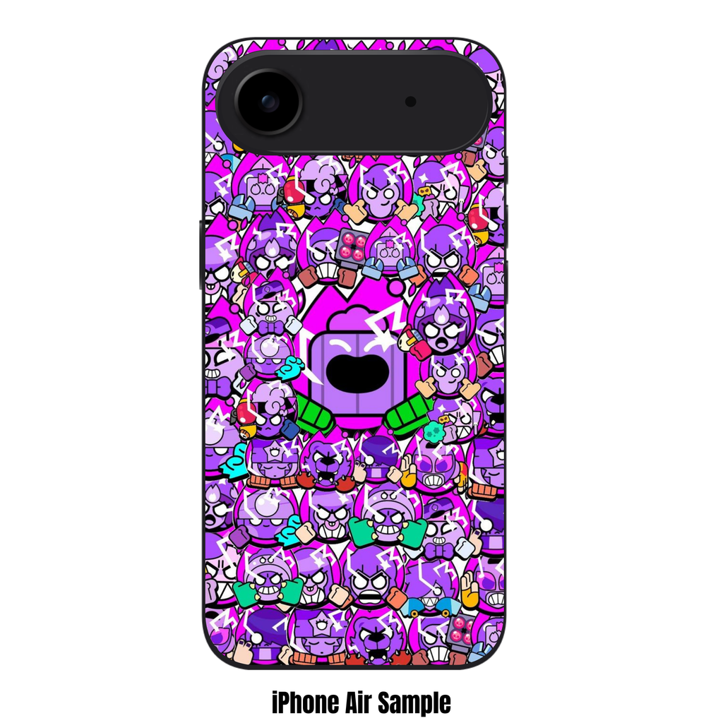 Brawl Stars Spike Phone Case For iPhone Samsung Galaxy Pixel - The Purple Spike And Brawlers Pattern