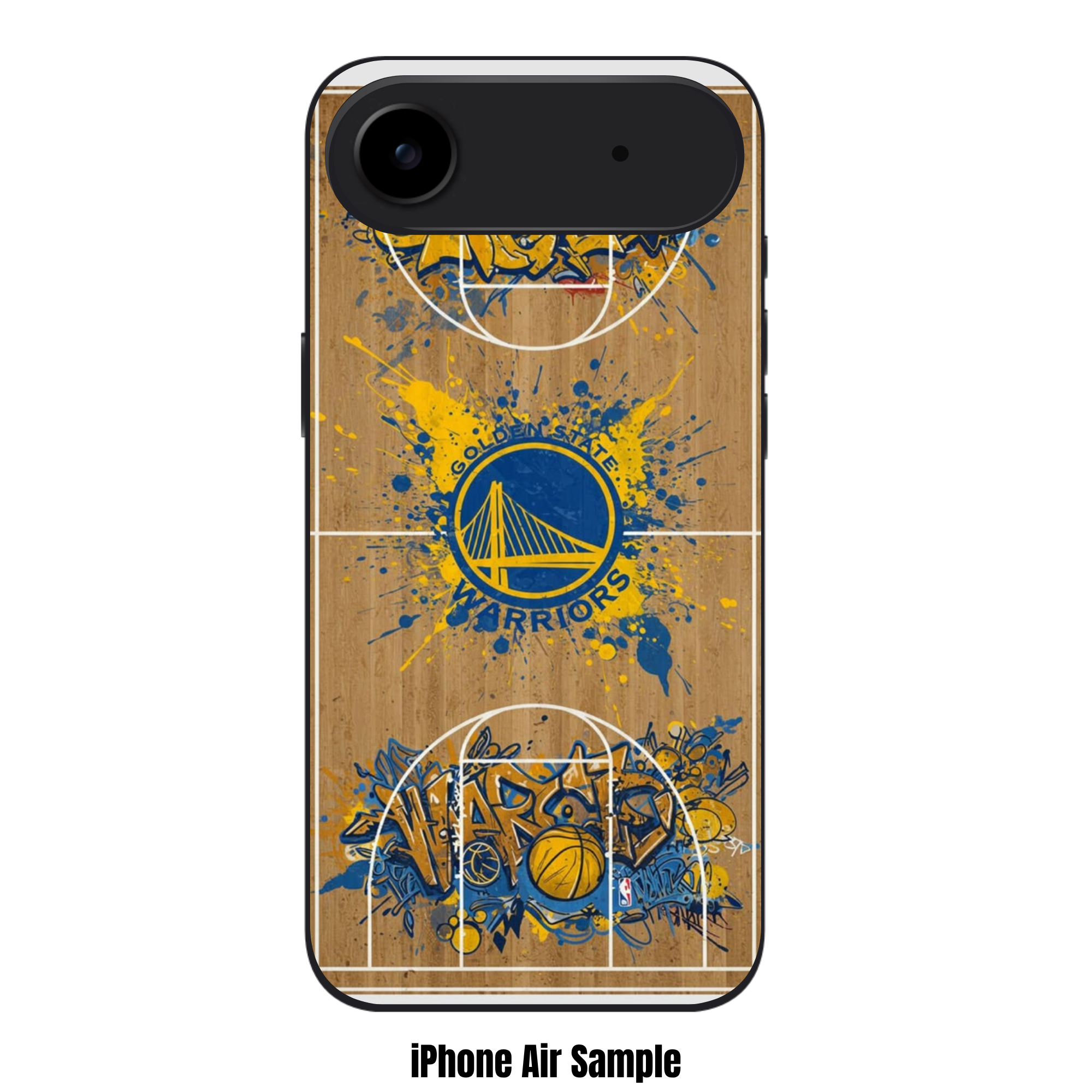NBA Golden State Warriors Phone Case For iPhone Samsung Galaxy Pixel - Golden State Warriors Graffiti Logo On Basketball Court Art