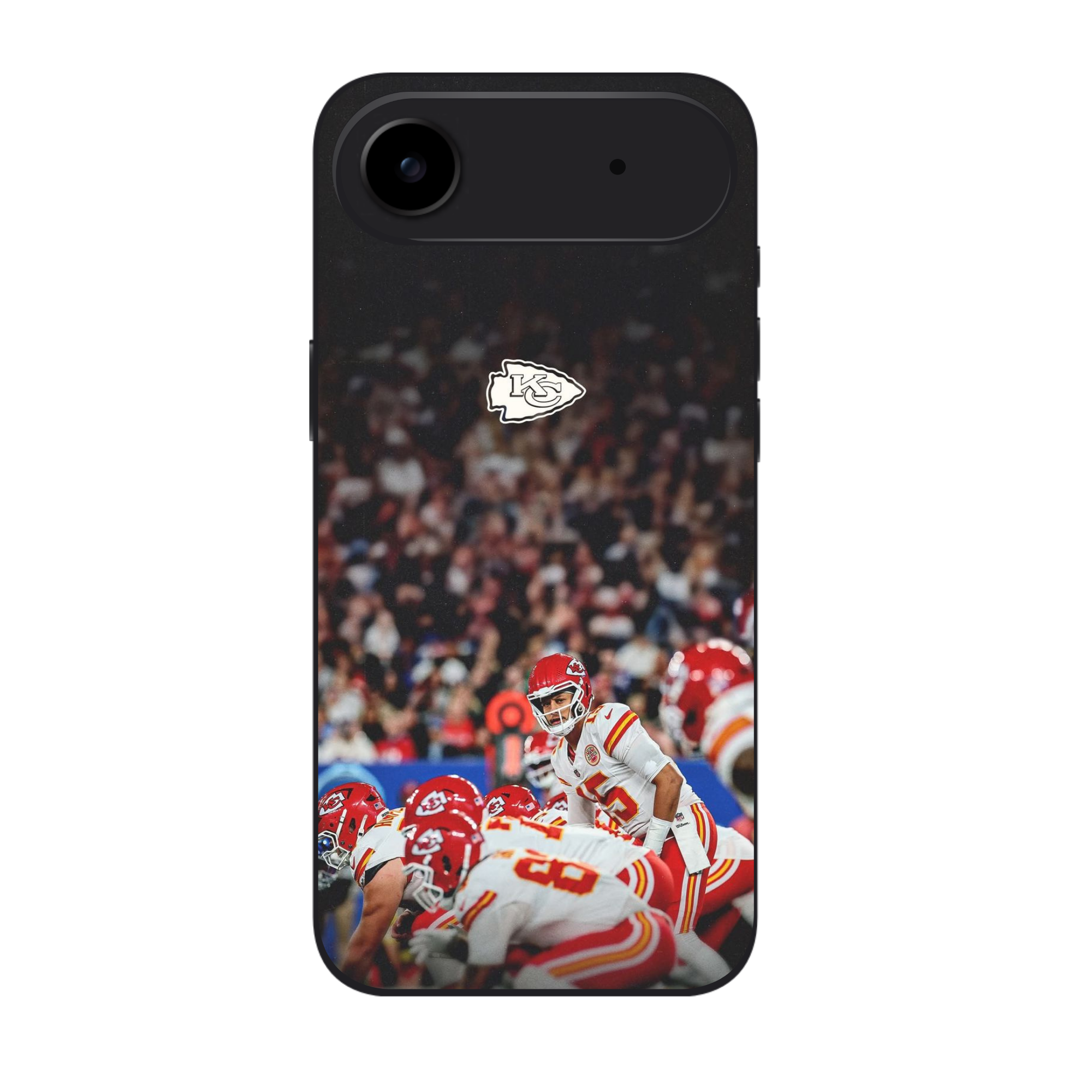 NFL Kansas City Chiefs Phone Case For iPhone Samsung Galaxy Pixel - Kansas City Chiefs Logo And Patrick Mahomes At Line Of Scrimmage Poster