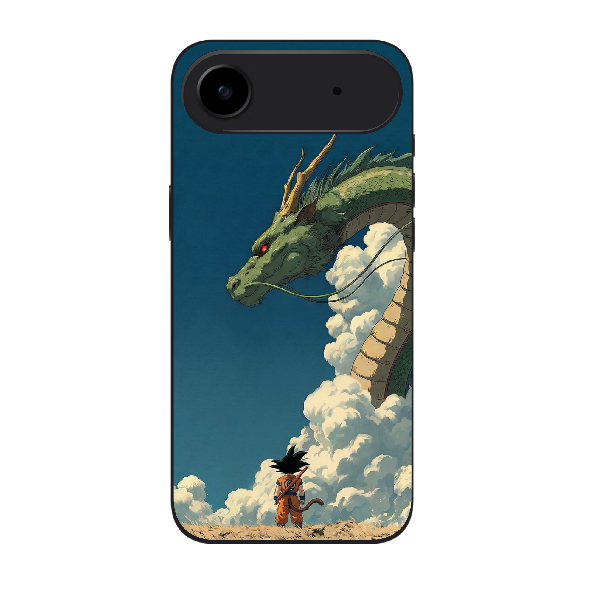 Dragon Ball Goku Phone Case For iPhone Samsung Galaxy Pixel - Kid Goku Looking At Shenron In Clouds