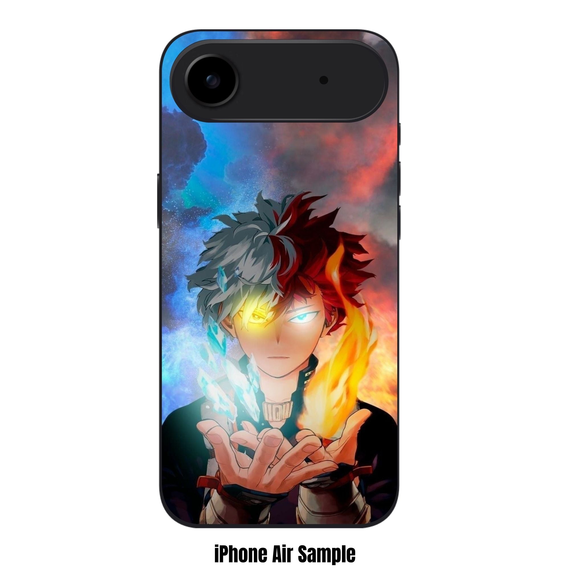My Hero Academia Shoto Phone Case For iPhone Samsung Galaxy Pixel - Shoto Todoroki Wielding Ice And Fire On A Split Colored Background
