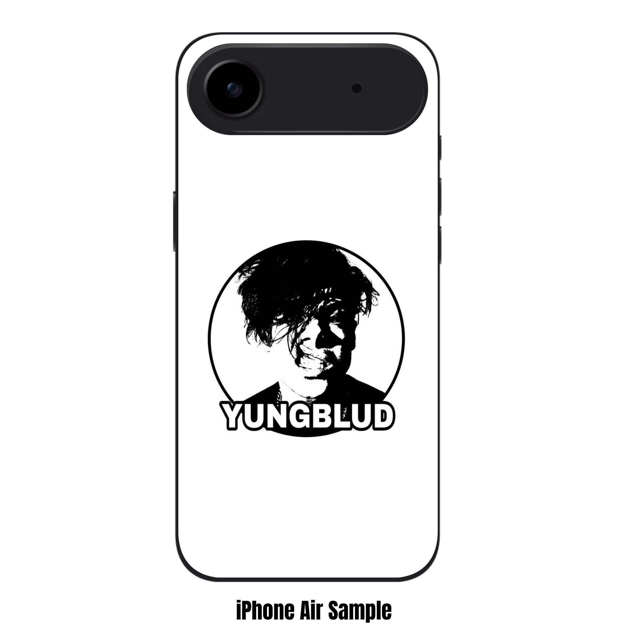 Yungblud Phone Case For iPhone Samsung Galaxy Pixel - Yungblud Circular Stencil Portrait Logo With Text Overlay On White Background