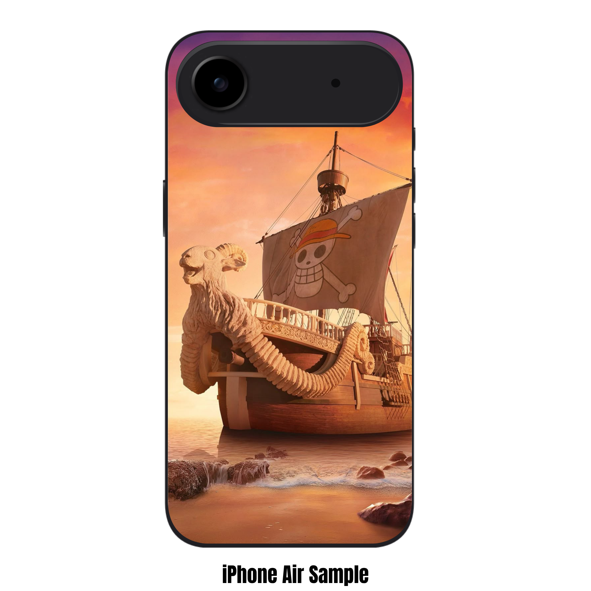 One Piece Live Action Phone Case For iPhone Samsung Galaxy Pixel - Detailed 3D Going Merry Ship On The Shore At Sunset