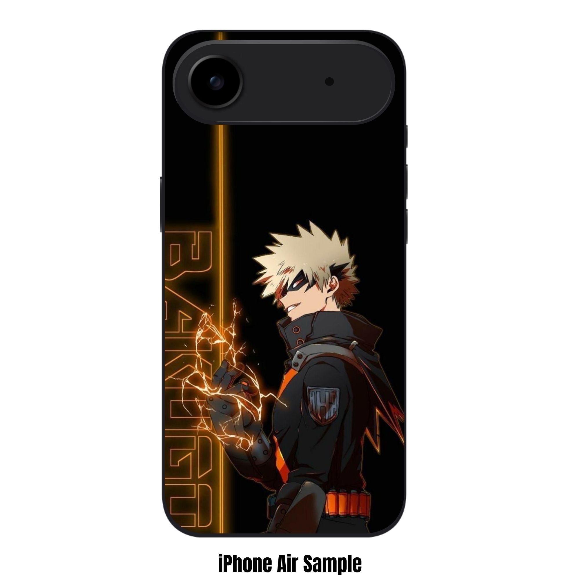 My Hero Academia Bakugo Phone Case For iPhone Samsung Galaxy Pixel - Katsuki Bakugo Sparking Orange Lightning Sparks On Black Background