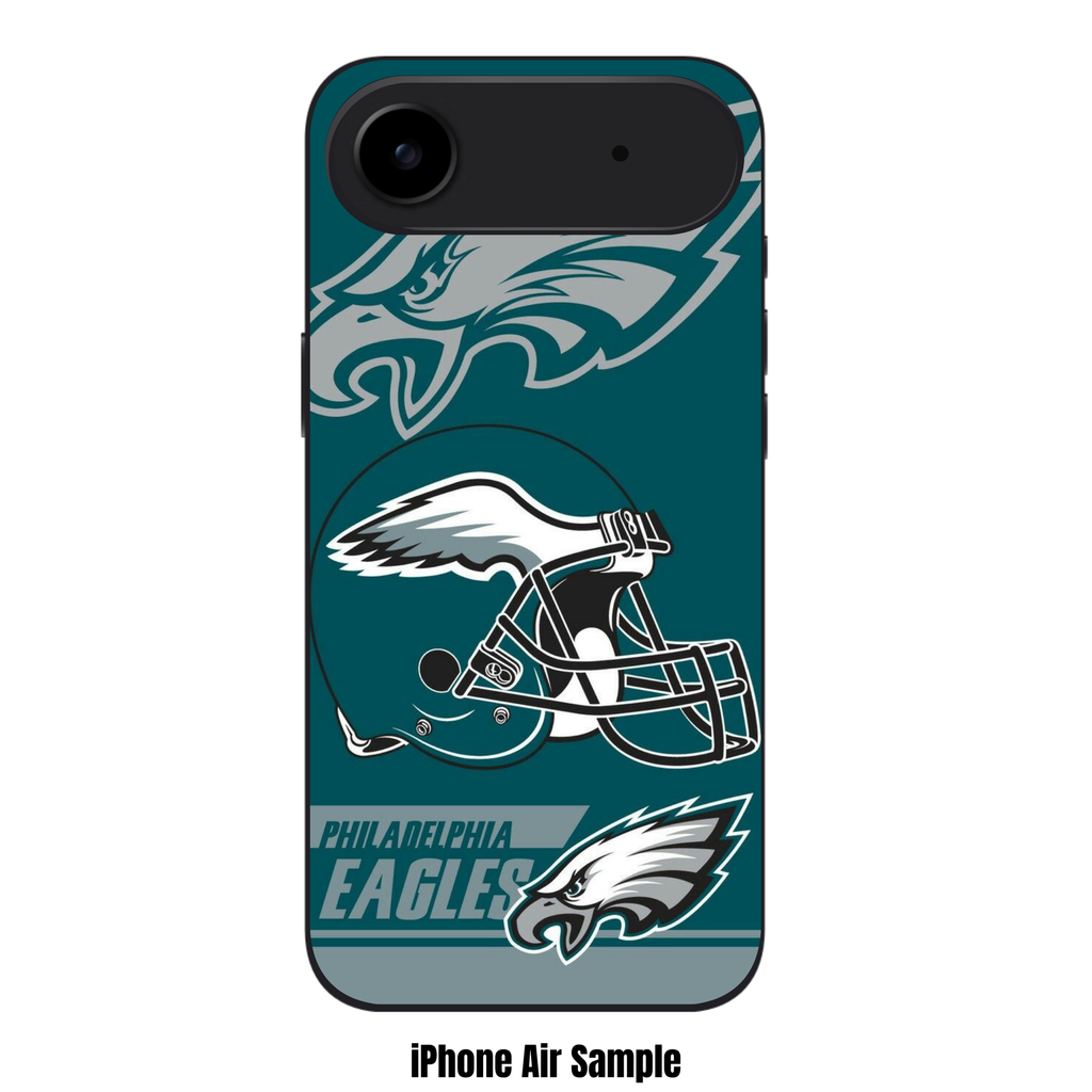 NFL Philadelphia Eagles Phone Case For iPhone Samsung Galaxy Pixel - Philadelphia Eagles Logos Helmet And Wordmark On Midnight Green Background