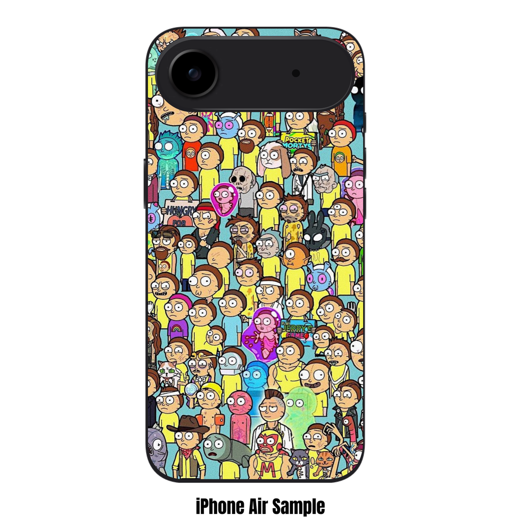 Rick And Morty Phone Case For iPhone Samsung Galaxy Pixel - Morty Smith Multiverse Collage Pattern On Light Blue Background