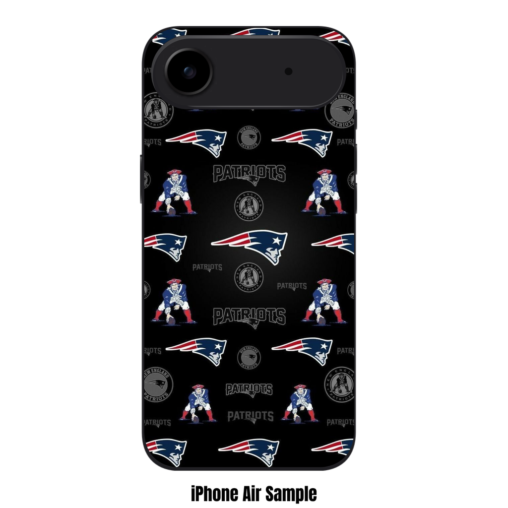 NFL New England Patriots Phone Case For iPhone Samsung Galaxy Pixel - New England Patriots Logo And Pat Patriot Pattern On Black Background