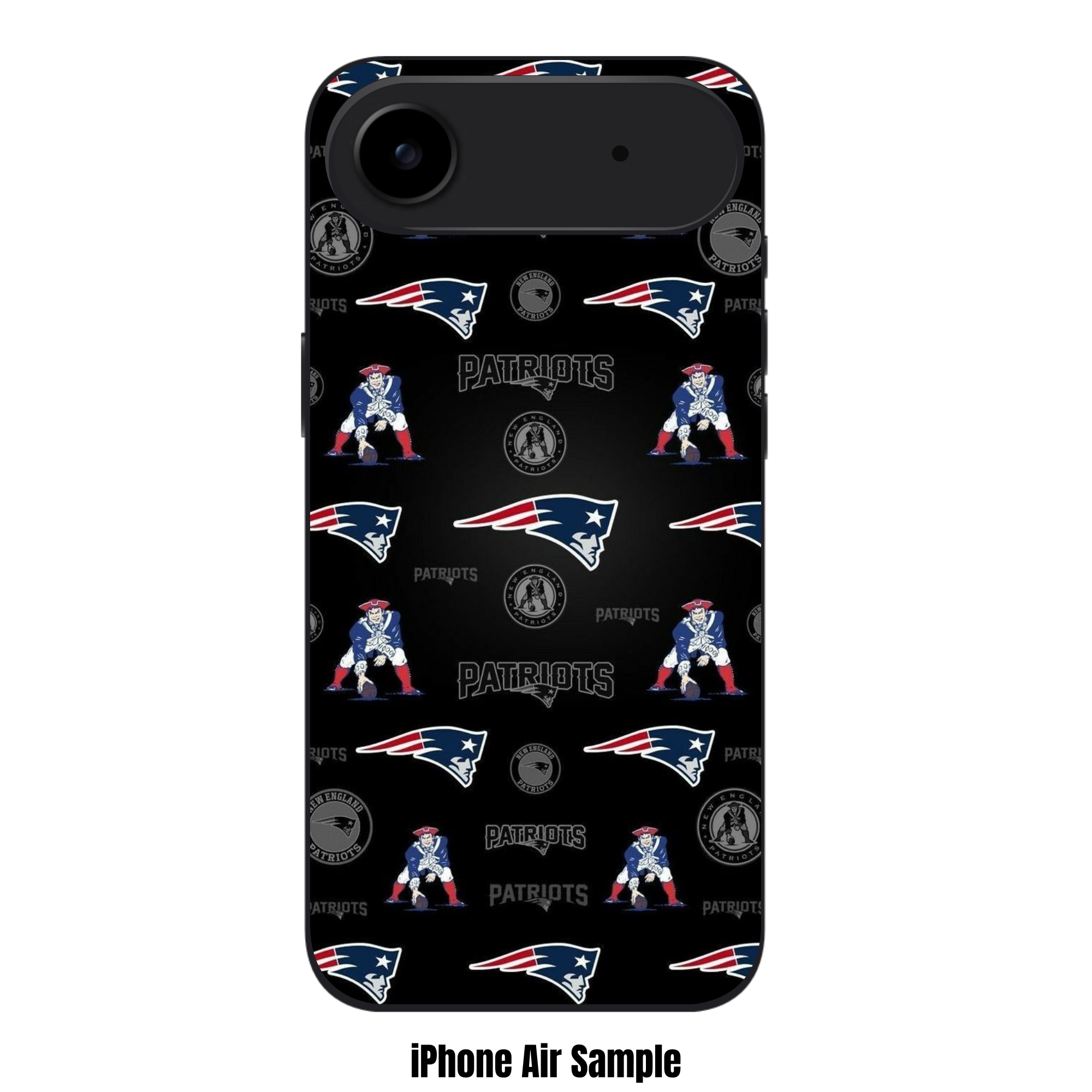 NFL New England Patriots Phone Case For iPhone Samsung Galaxy Pixel - New England Patriots Logo And Pat Patriot Pattern On Black Background
