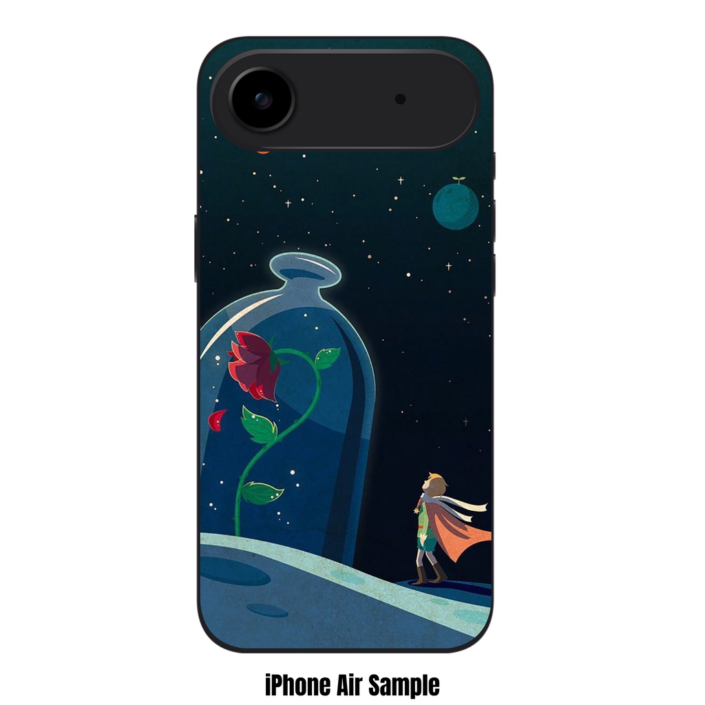The Little Prince Phone Case For iPhone Samsung Galaxy Pixel - The Little Prince Stargazing By The Rose Glass Bell Jar On Dark Celestial Background
