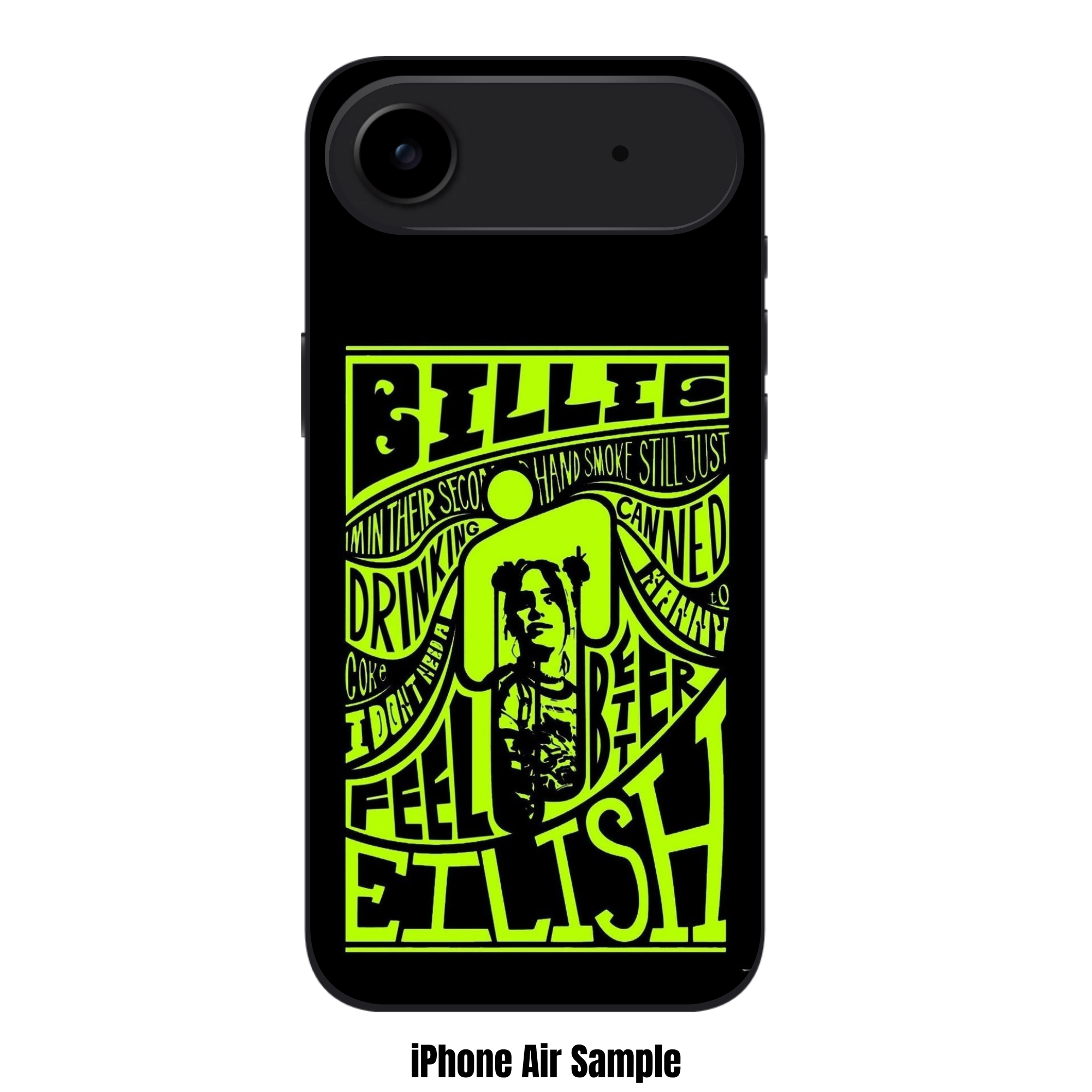 Billie Eilish Phone Case For iPhone Samsung Galaxy Pixel - Billie Eilish Psychedelic Lyric Poster Graphic On Black Background
