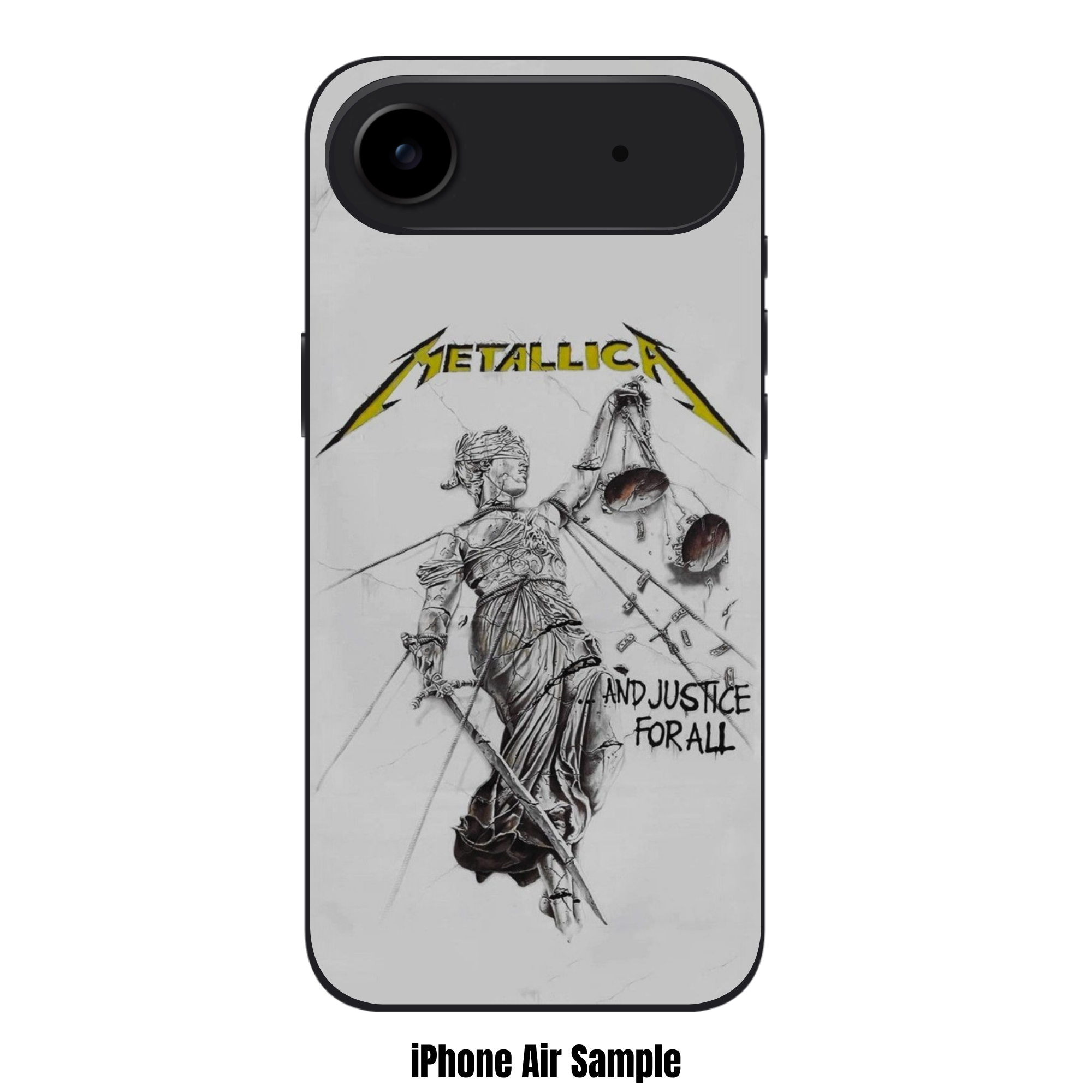 Metallica Phone Case For iPhone Samsung Galaxy Pixel - Metallica And Justice For All Album Art On Gray Background