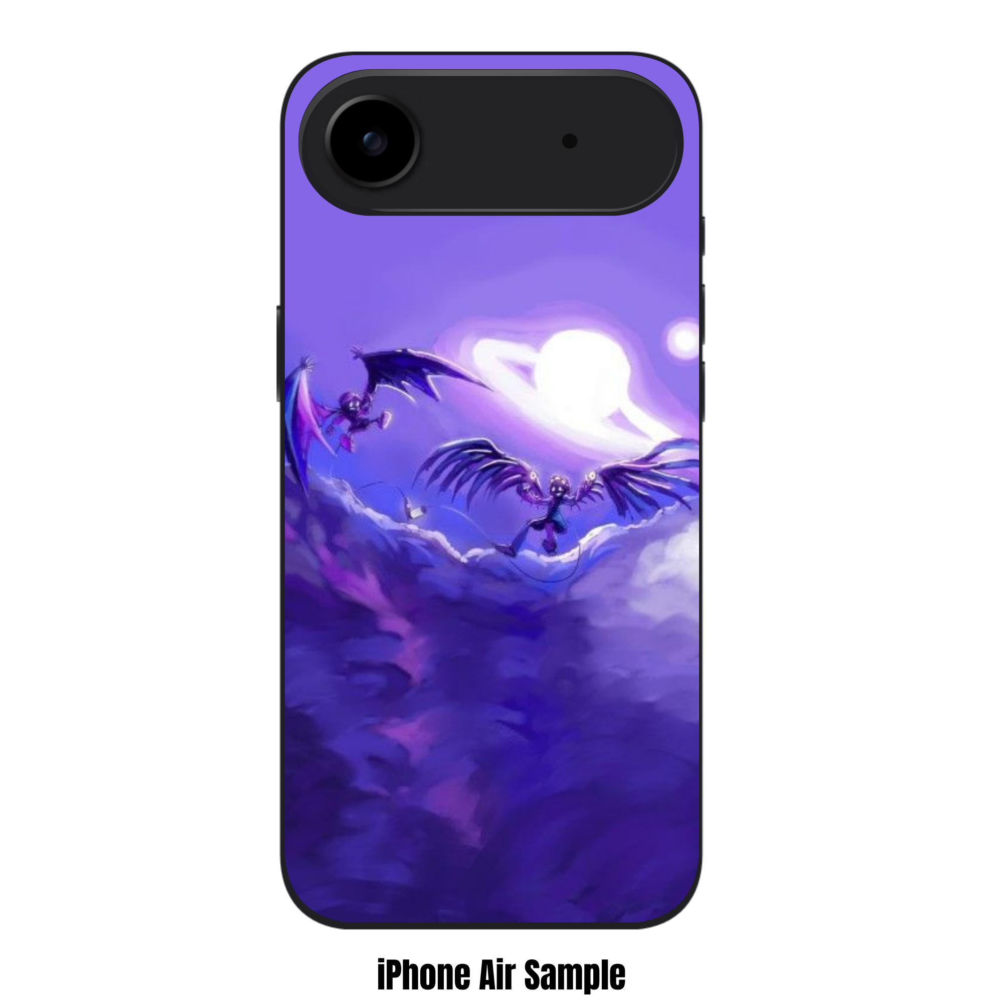Murder Drones Phone Case For iPhone Samsung Galaxy Pixel - N And Uzi Flying Under The Purple Sky On Cloud Background