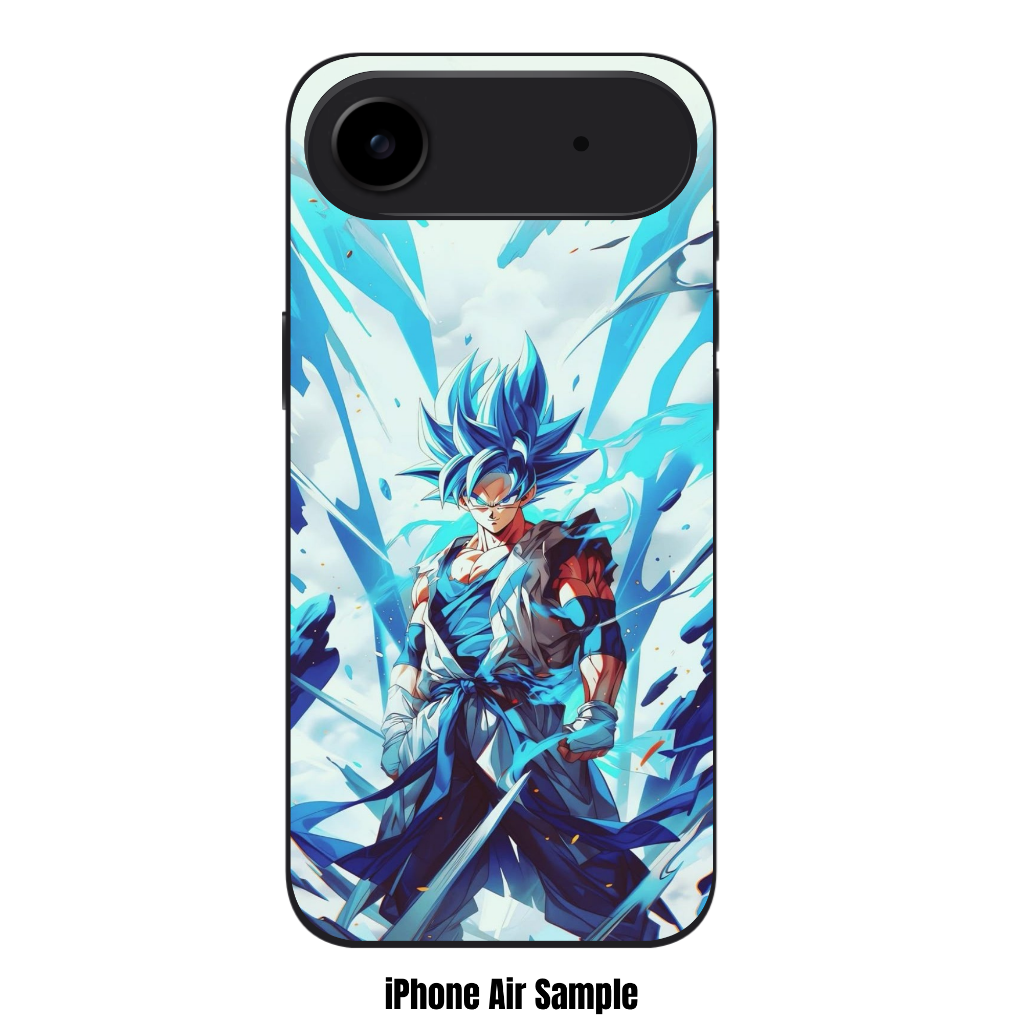Dragon Ball Goku Phone Case For iPhone Samsung Galaxy Pixel - Super Saiyan Blue Son Goku Action Art With Swirling Blue Energy Waves On Bright Sky Background