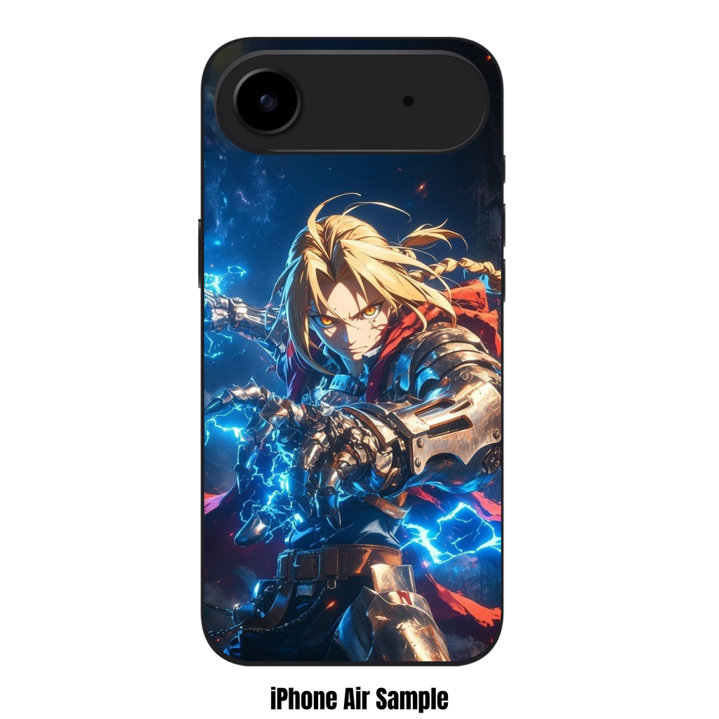 Fullmetal Alchemist Edward Phone Case For iPhone Samsung Galaxy Pixel - Edward Elric Performing Alchemy With Blue Lightning Energy On Dark Night Background