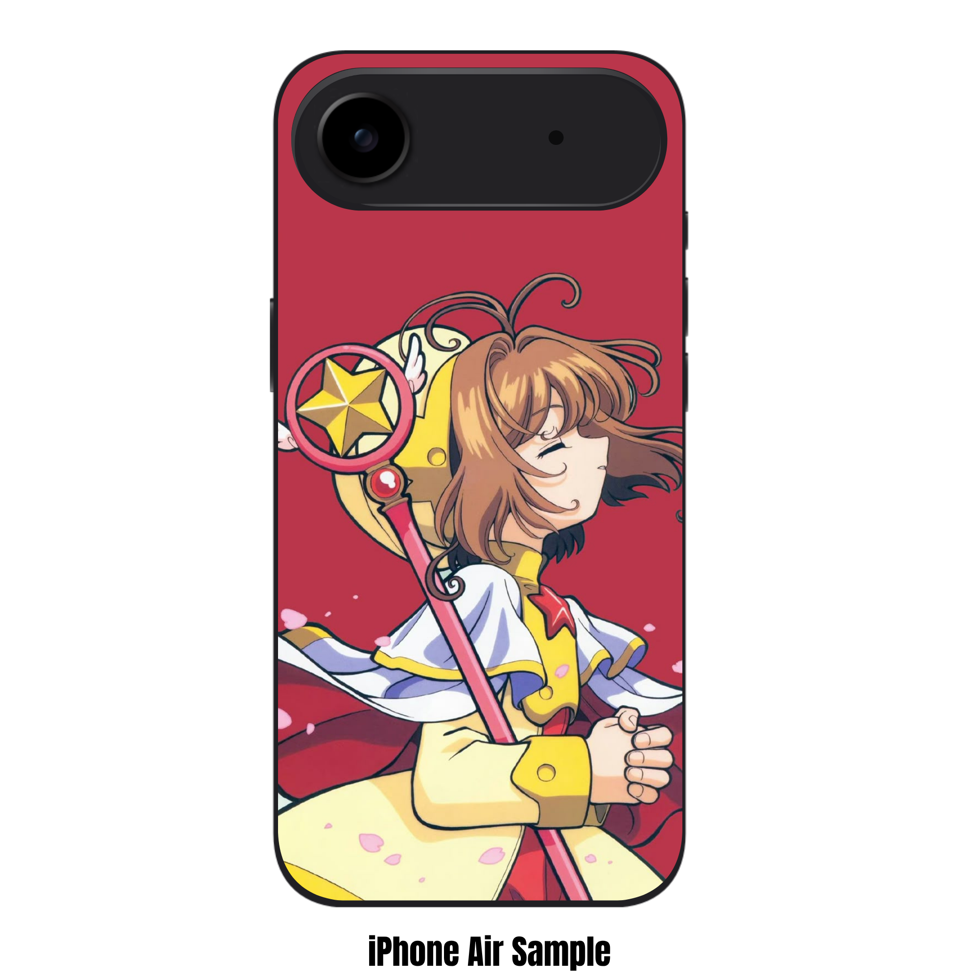 Cardcaptor Sakura Phone Case For iPhone Samsung Galaxy Pixel - Sakura Kinomoto Holding Her Sealing Wand On Red Background