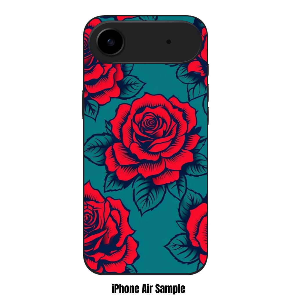 Floral Pattern Phone Case For iPhone Samsung Galaxy Pixel - Bold Red Rose Tattoo Illustration Pattern