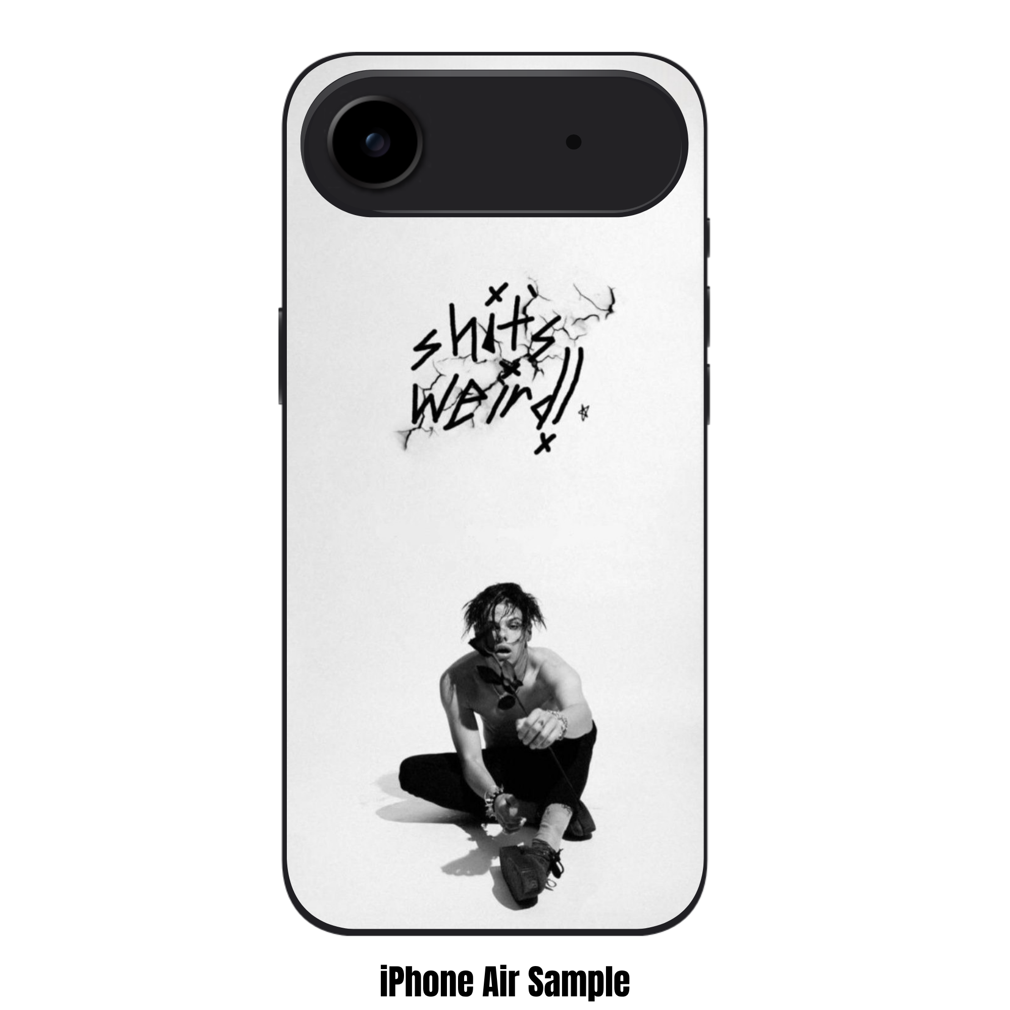 Yungblud Phone Case For iPhone Samsung Galaxy Pixel - Yungblud Sitting Cross Legged Below Handwritten Text On White Background
