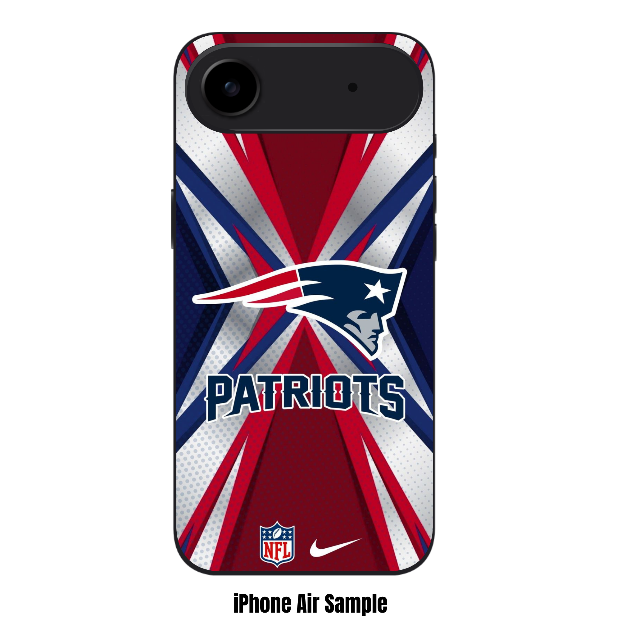 NFL New England Patriots Phone Case For iPhone Samsung Galaxy Pixel - New England Patriots Logo And Wordmark On Red And Blue Mesh Background