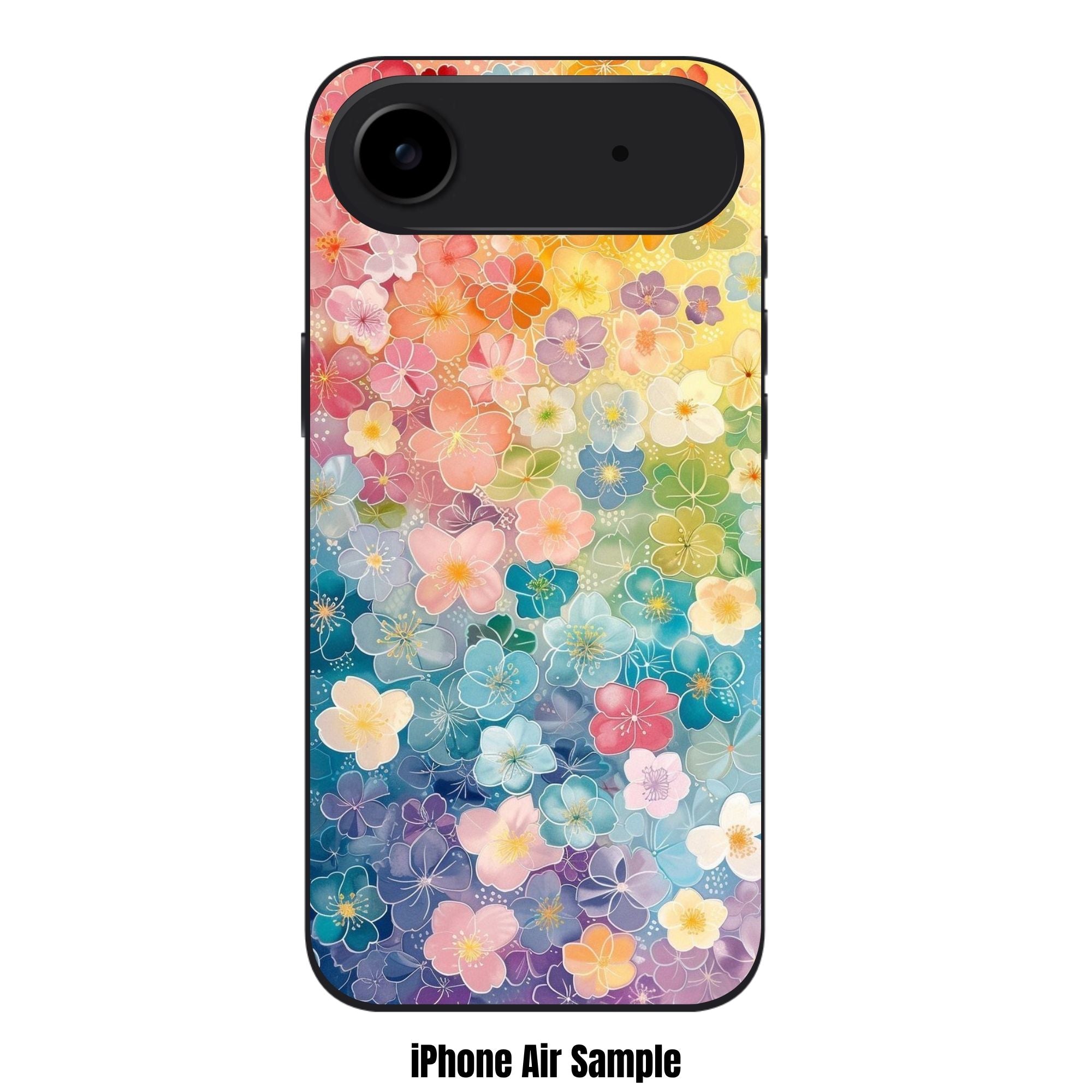 Floral Pattern Phone Case For iPhone Samsung Galaxy Pixel - Vibrant Rainbow Floral Pattern On Color Gradient Background