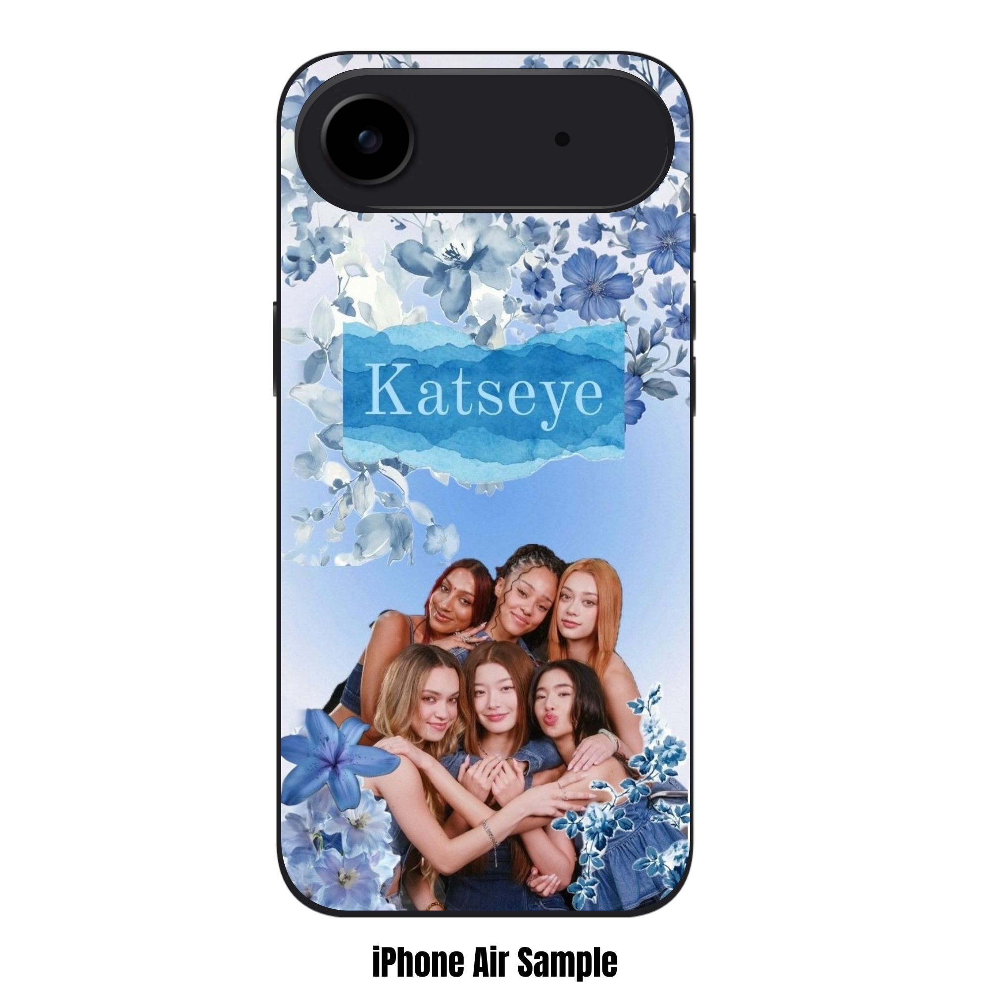 Katseye Phone Case For iPhone Samsung Galaxy Pixel - Katseye Members Group Photo Surrounded By Blue Flowers Background