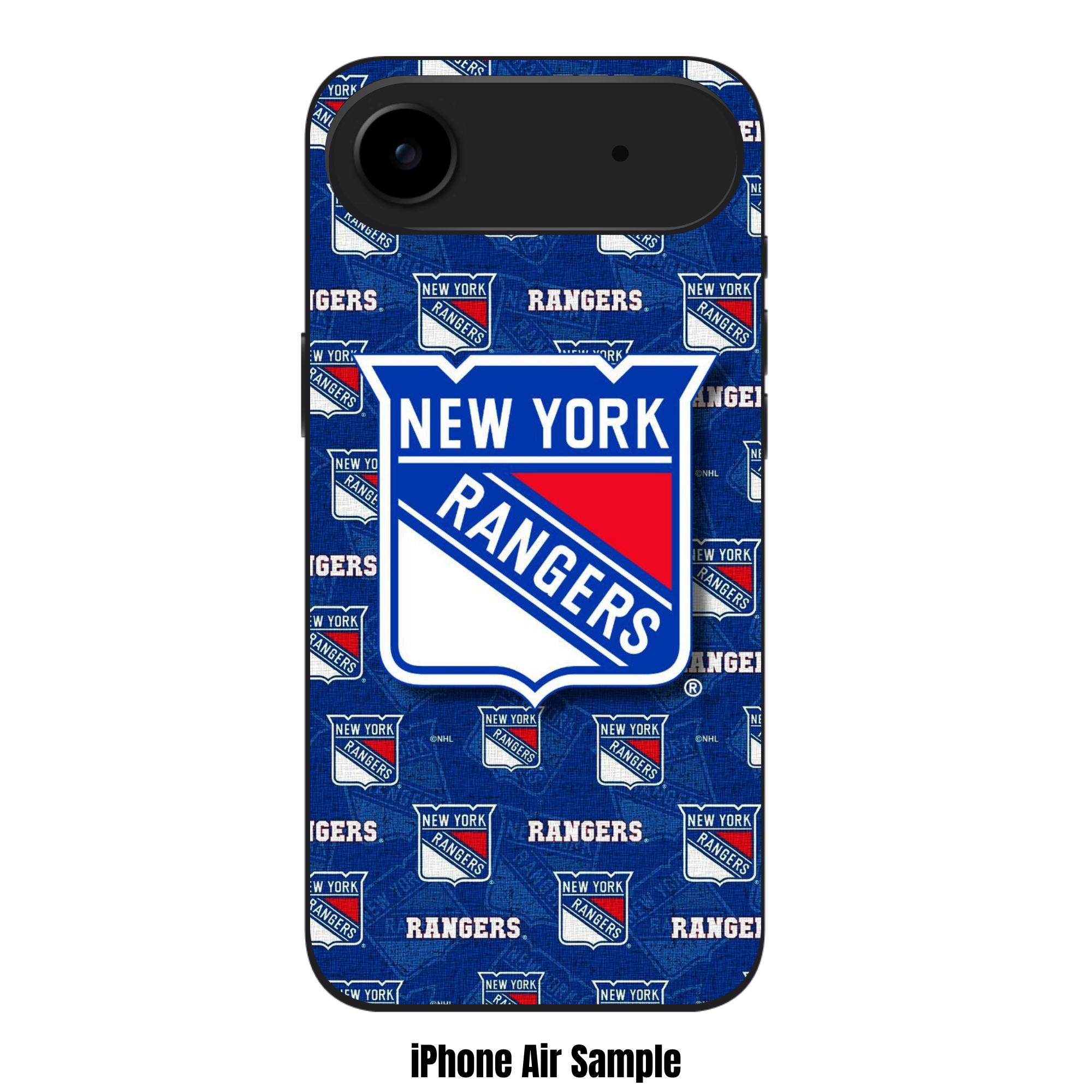 NHL New York Rangers Phone Case For iPhone Samsung Galaxy Pixel - New York Rangers Logos And Wordmark Pattern On Blue Background