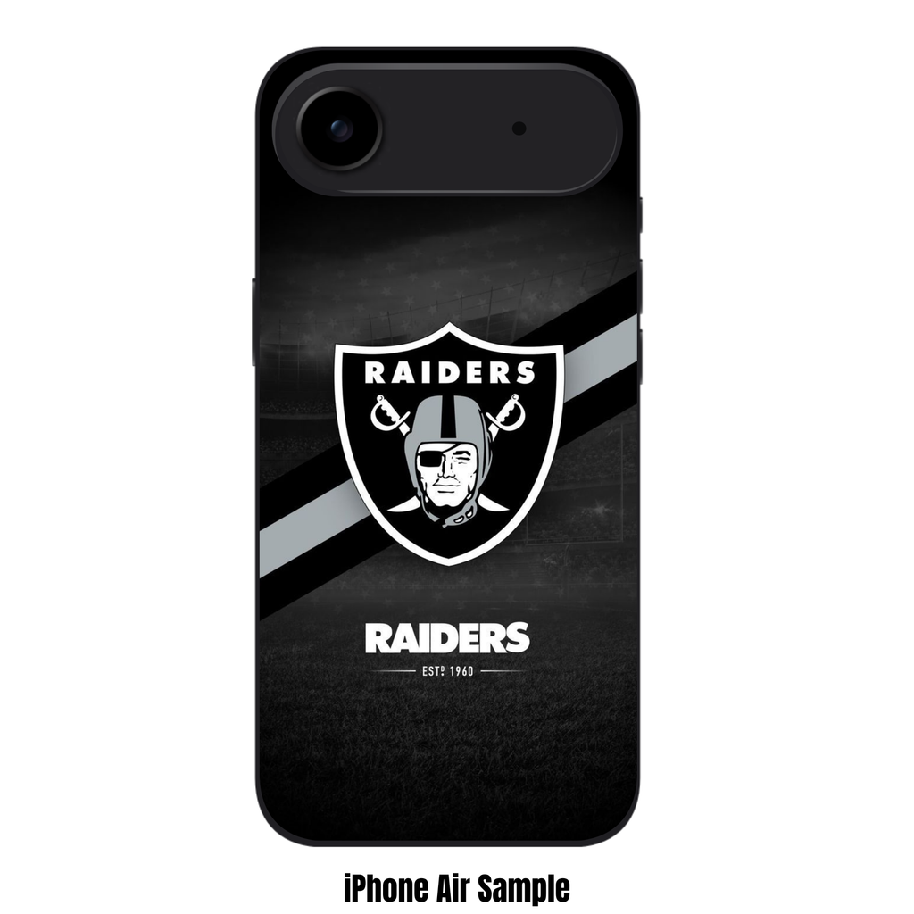 NFL Las Vegas Raiders Phone Case For iPhone Samsung Galaxy Pixel - Las Vegas Raiders Logo And Diagonal Stripes On Stadium Background