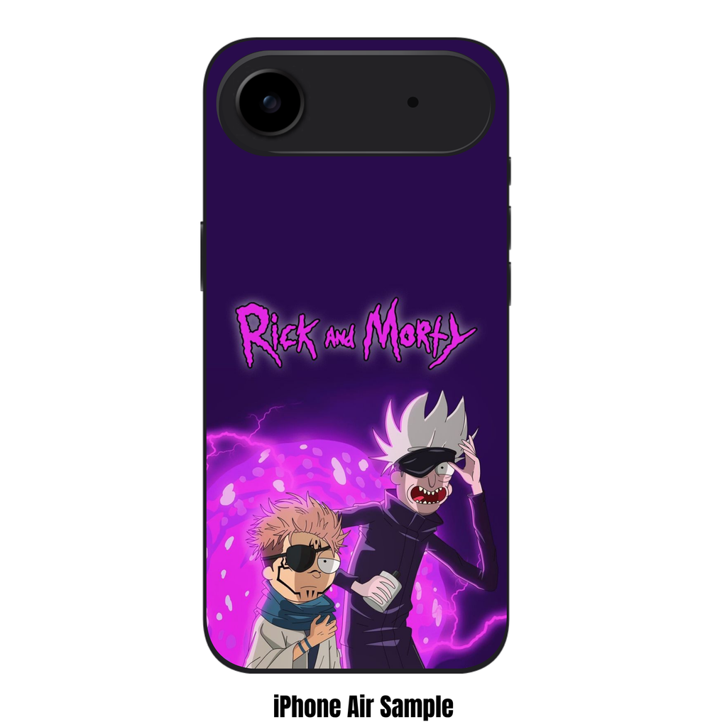 Rick And Morty Phone Case For iPhone Samsung Galaxy Pixel - Rick And Morty As Satoru Gojo And Yuji Itadori On Purple Space Background
