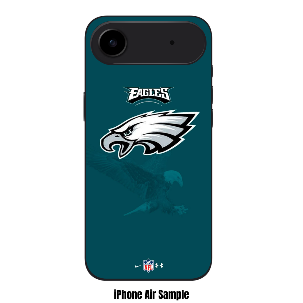 NFL Philadelphia Eagles Phone Case For iPhone Samsung Galaxy Pixel - Philadelphia Eagles Logo And Wordmark On Midnight Green Background With Ghosted Eagle