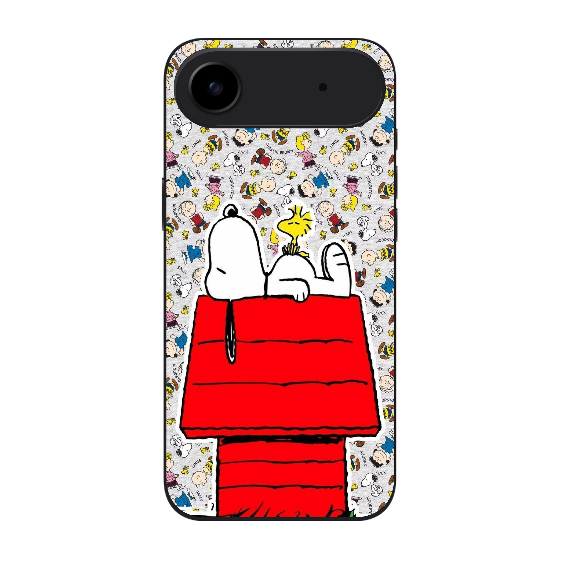 Peanuts Snoopy Phone Case For iPhone Samsung Galaxy Pixel - Peanuts Snoopy And Woodstock On Red Doghouse With Peanuts Gang Background