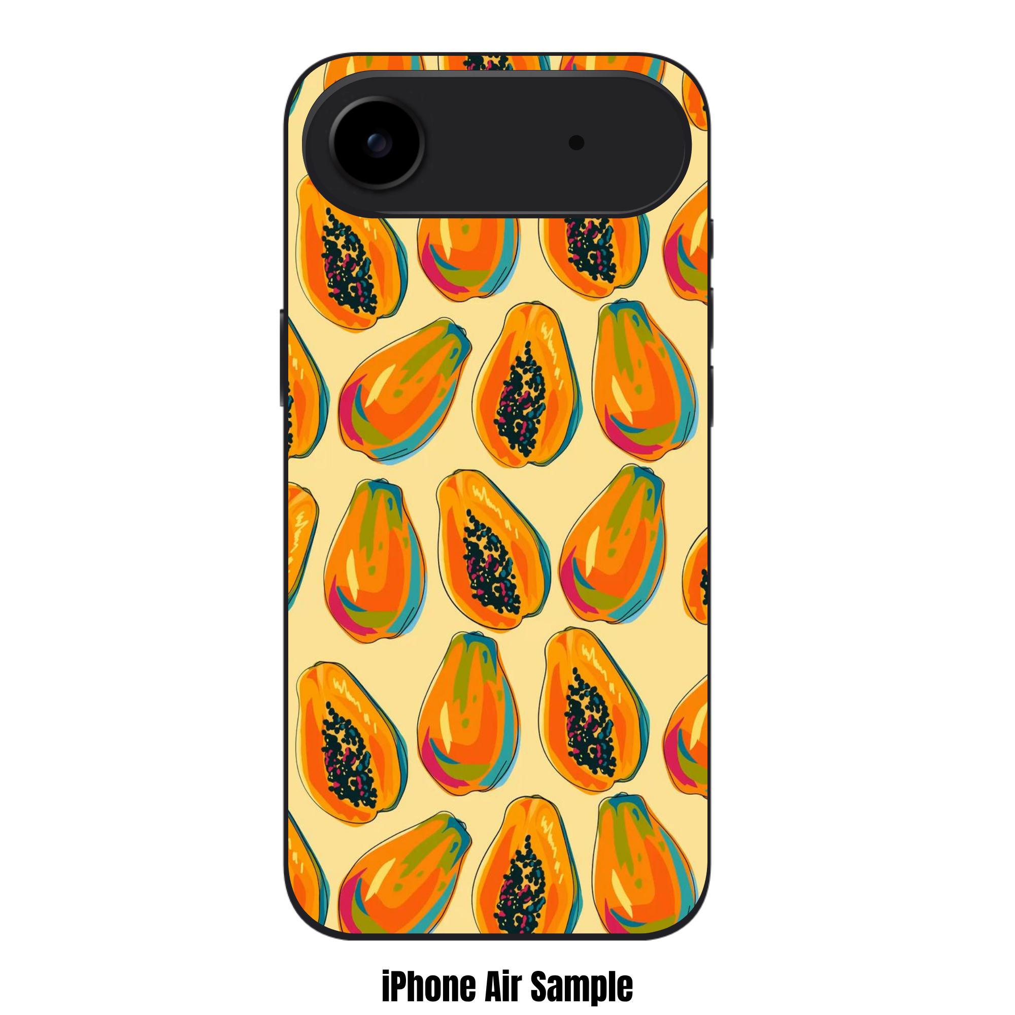 Papaya Pattern Phone Case For iPhone Samsung Galaxy Pixel - Vibrant Papaya Pattern In Cream Background