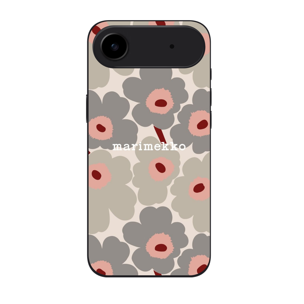 Marimekko Phone Case For iPhone Samsung Galaxy Pixel - Marimekko Unikko Grey Pink And Burgundy Pattern