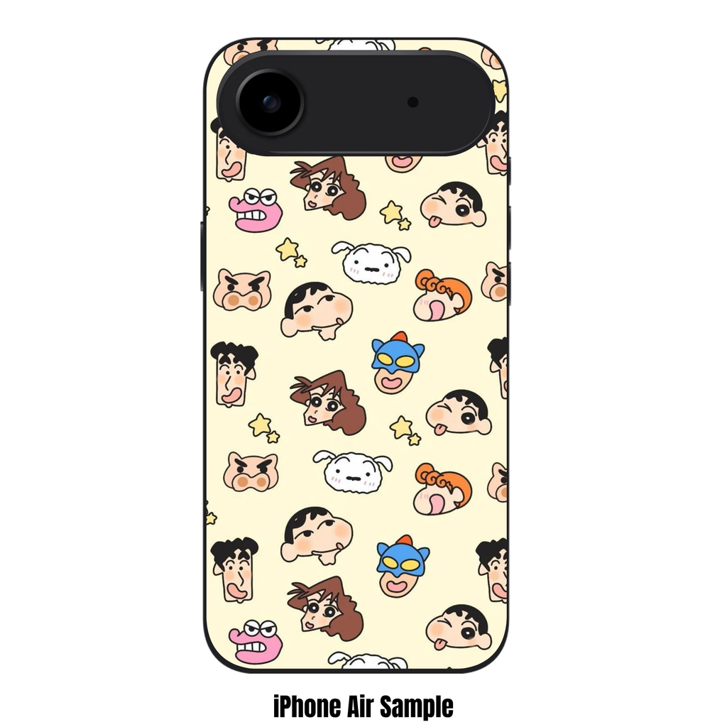 Crayon Shin Chan Phone Case For iPhone Samsung Galaxy Pixel - Crayon Shin Chan Anime Character Pattern On Light Yellow Background