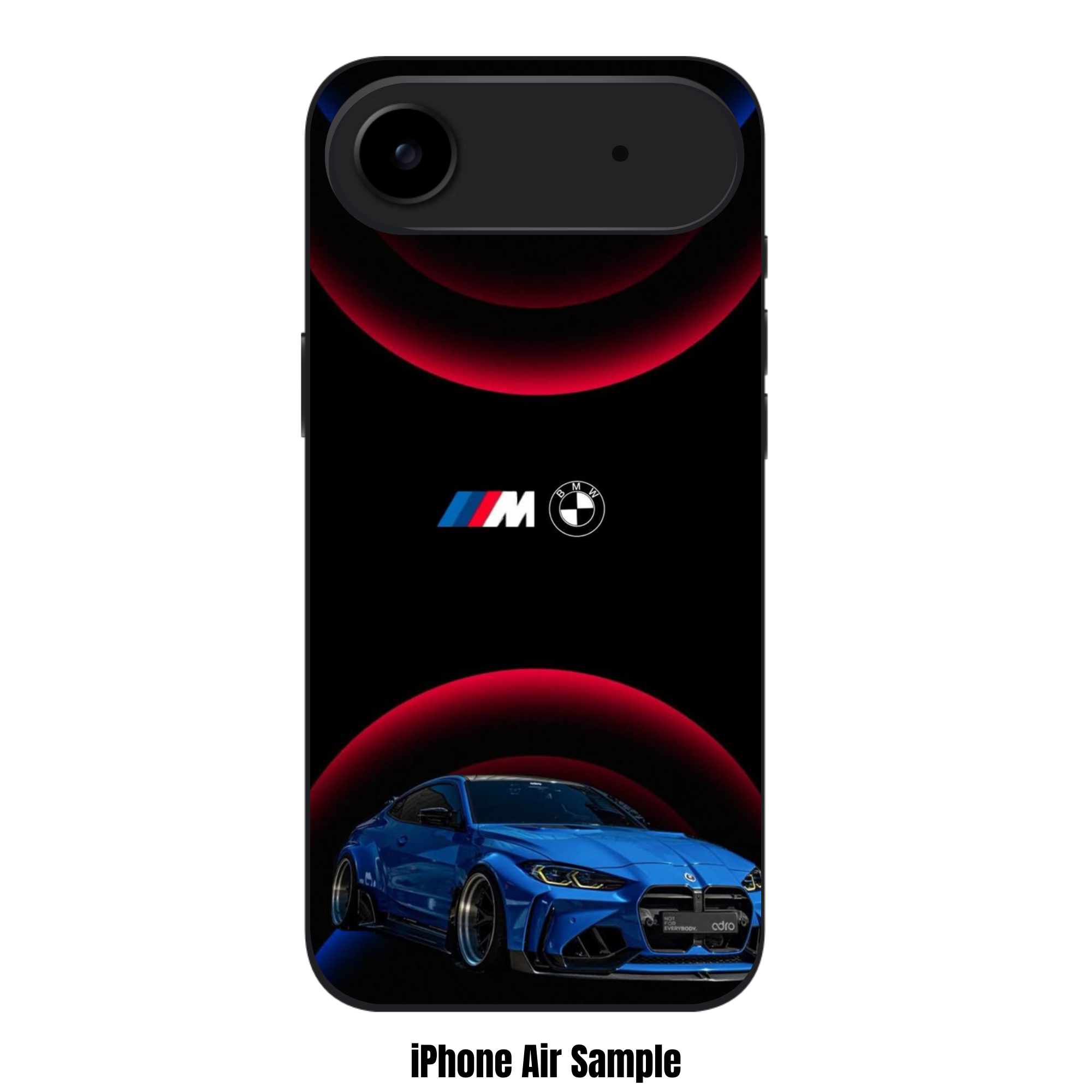 BMW Phone Case For iPhone Samsung Galaxy Pixel - BMW M4 Competition And Logo On Blue And Red Arc Background