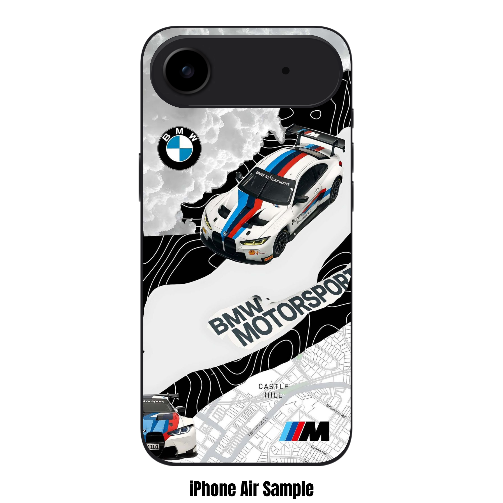 BMW Phone Case For iPhone Samsung Galaxy Pixel - BMW M4 GT3 Car And Castle Hill Map Art
