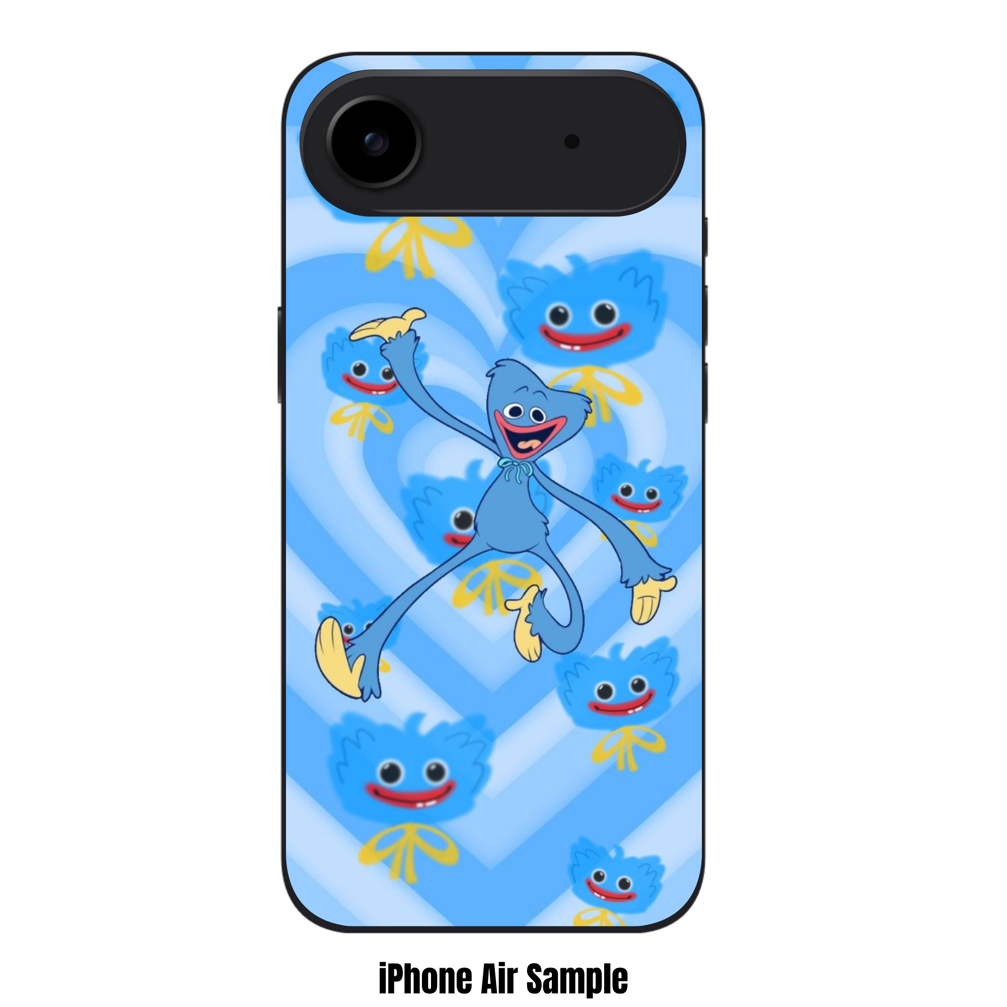 Poppy Playtime Huggy Wuggy Phone Case For iPhone Samsung Galaxy Pixel - Huggy Wuggy And Blue Heart Spiral Background