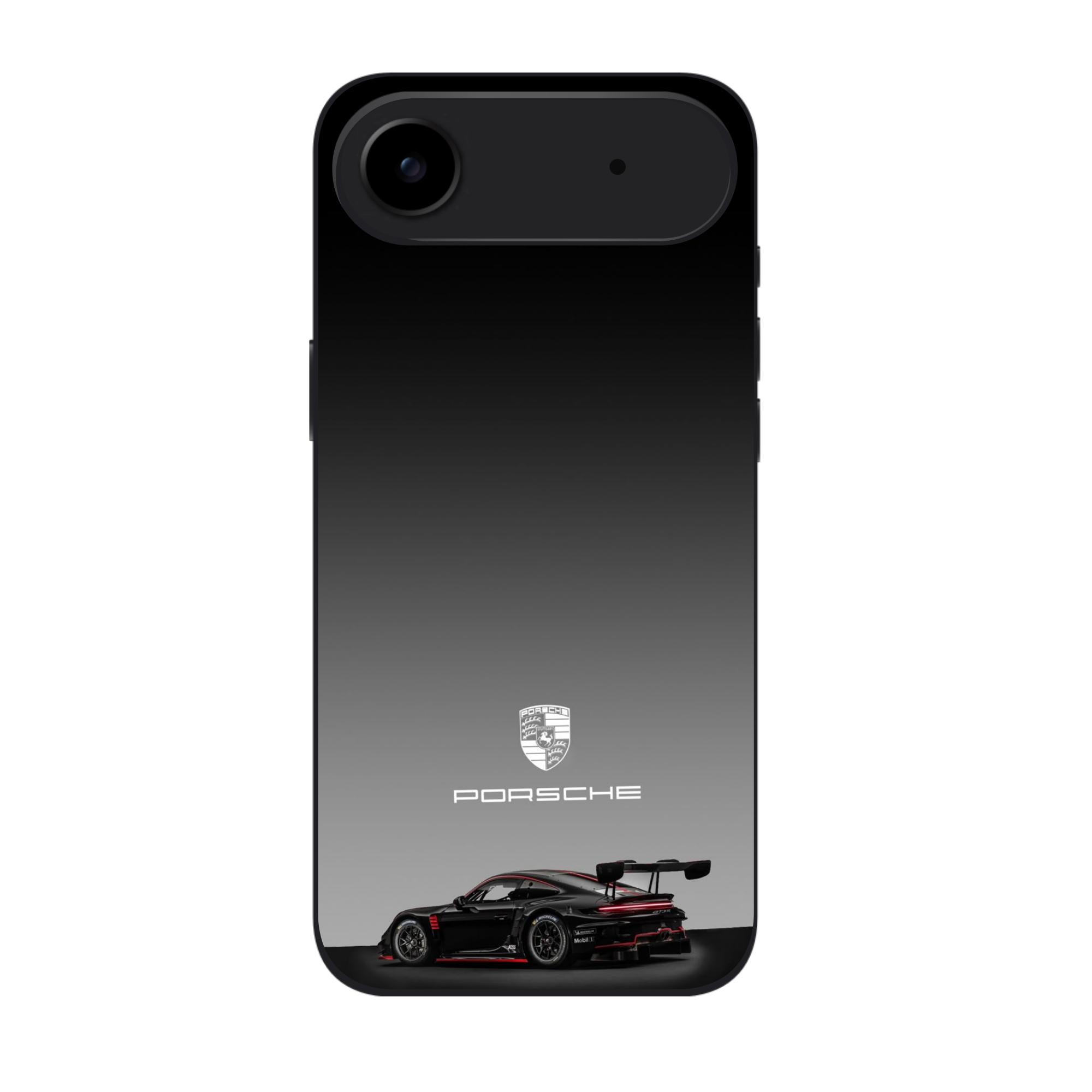 Porsche Phone Case For iPhone Samsung Galaxy Pixel - Porsche Logo And Porsche 911 GT3 R On Gradient Background
