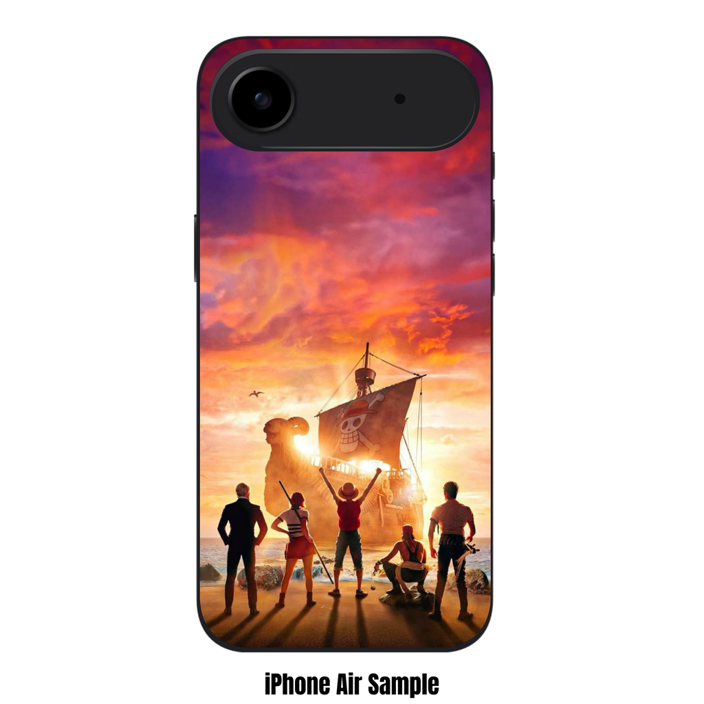One Piece Live Action Phone Case For iPhone Samsung Galaxy Pixel - One Piece Straw Hat Pirates Full Crew Sunset Beach Poster