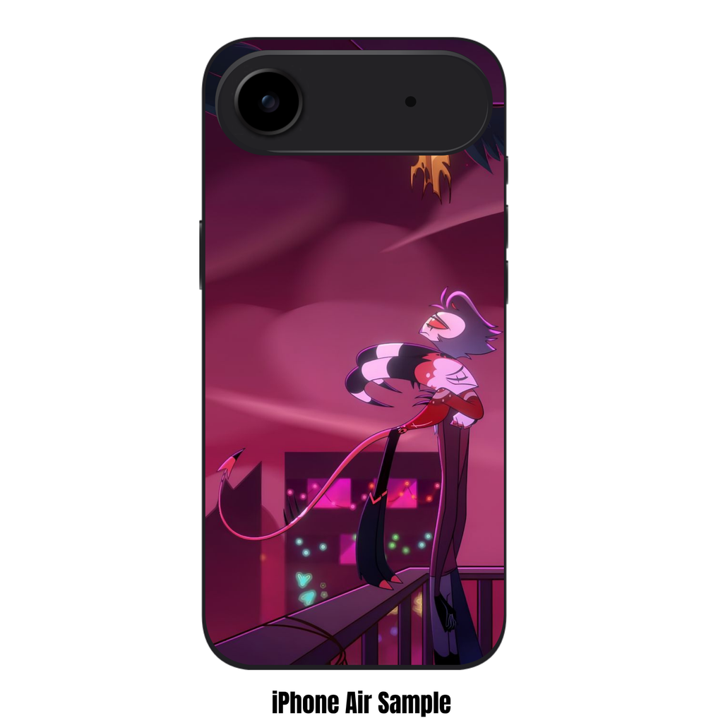 Helluva Boss Phone Case For iPhone Samsung Galaxy Pixel - Blitz And Stolas Hug On Balcony Poster