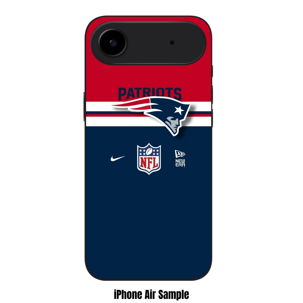 NFL New England Patriots Phone Case For iPhone Samsung Galaxy Pixel - New England Patriots Logo And Wordmark On Red And Navy Background With NFL Nike And New Era Logos