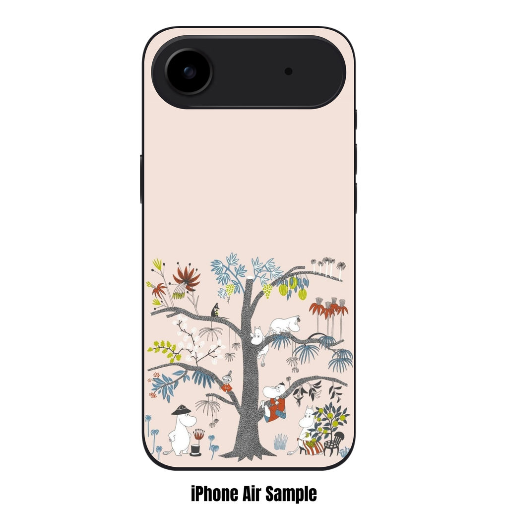 Moomins Phone Case For iPhone Samsung Galaxy Pixel - Moomin Characters In Big Tree In Light Pink Background