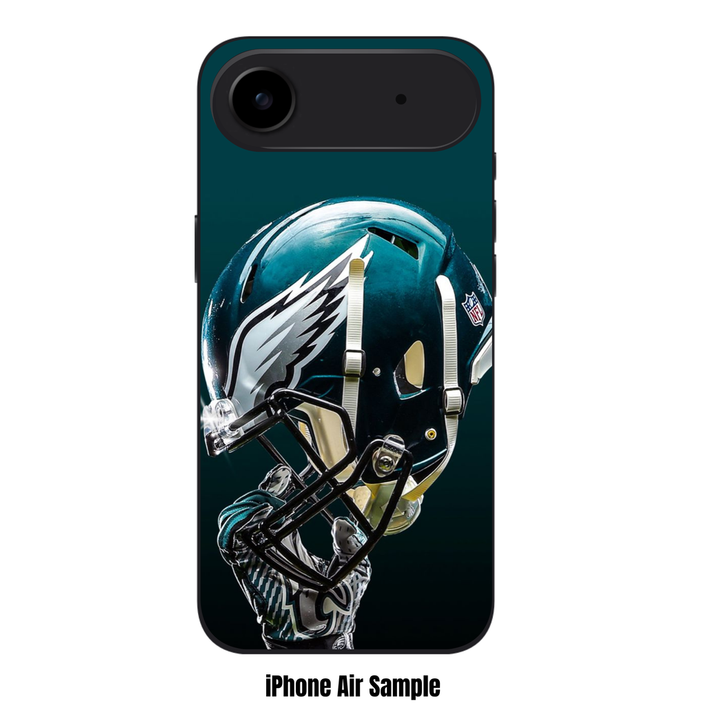 NFL Philadelphia Eagles Phone Case For iPhone Samsung Galaxy Pixel - Philadelphia Eagles Helmet and Midnight Green Background