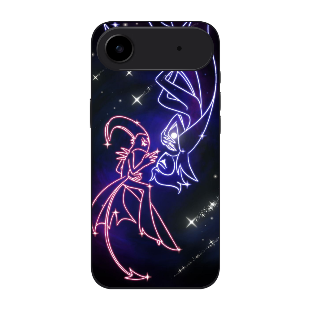 Helluva Boss Phone Case For iPhone Samsung Galaxy Pixel - Blitz And Stolas Neon Silhouette Poster