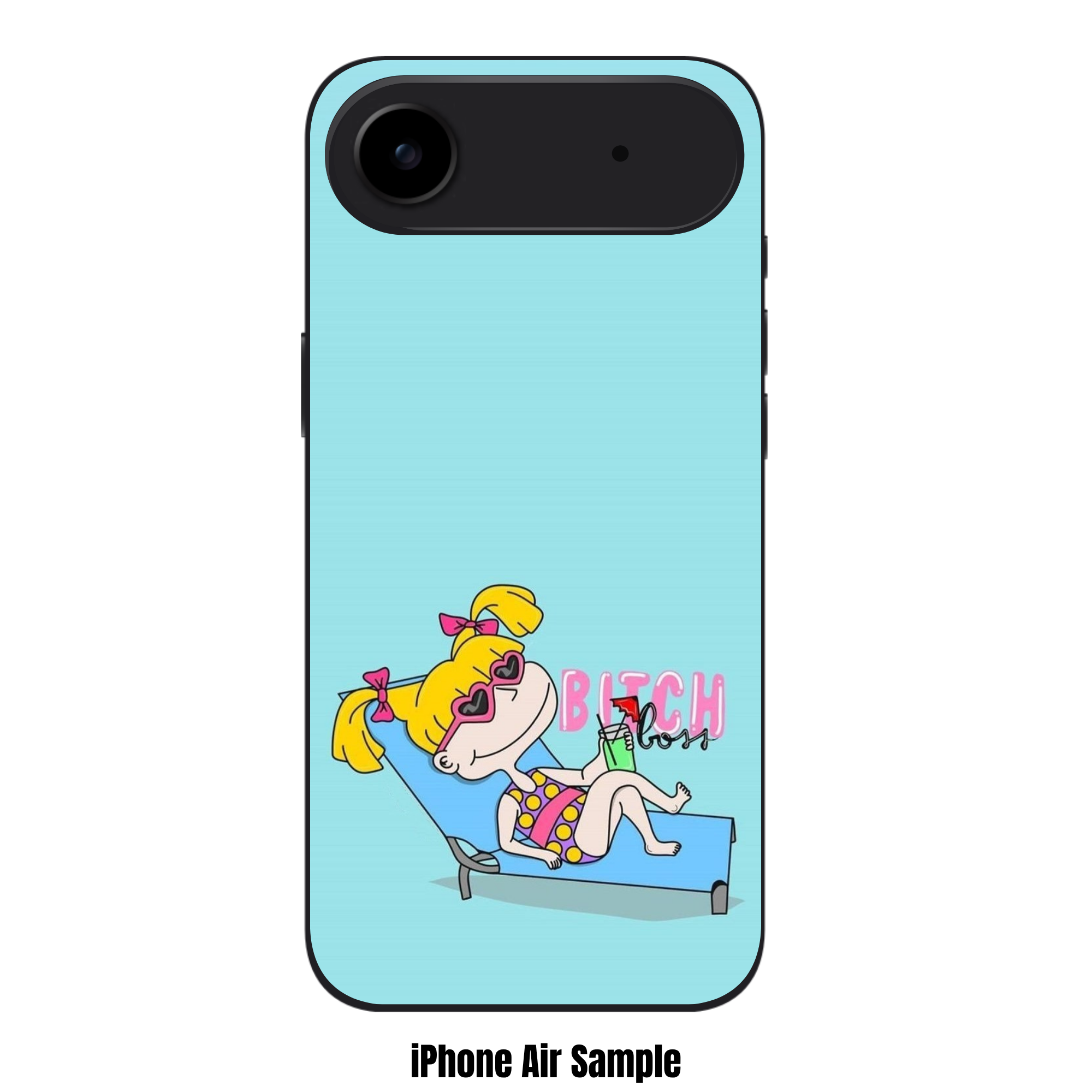 Rugrats Angelica Phone Case For iPhone Samsung Galaxy Pixel - Angelica Pickles Reclining On A Beach Chair On Light Blue Background