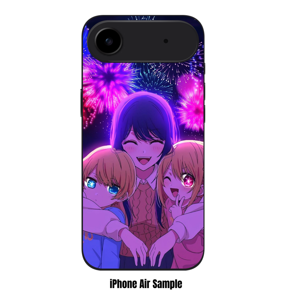 Oshi No Ko Phone Case For iPhone Samsung Galaxy Pixel - The Hoshino Family Hugging In Front Of Fireworks