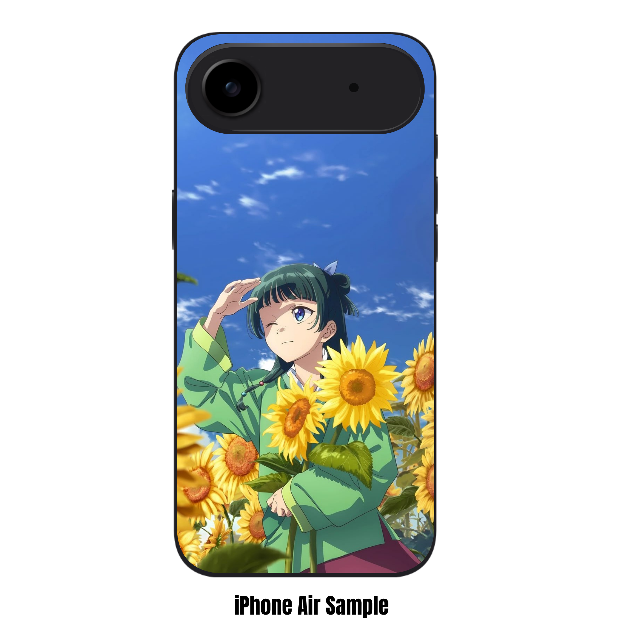 The Apothecary Diaries Maomao Phone Case For iPhone Samsung Galaxy Pixel - Maomao Holding Sunflowers Under A Clear Blue Sky Background