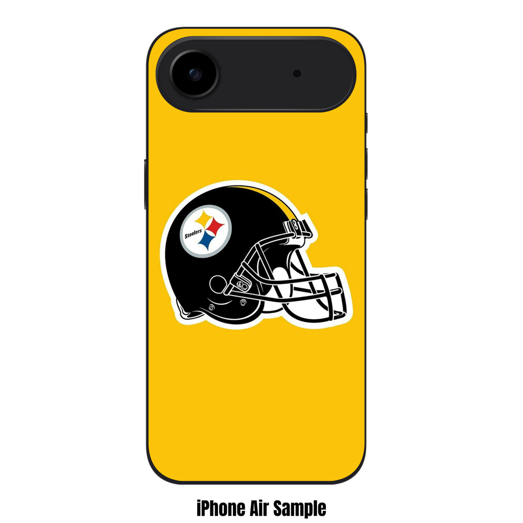NFL Pittsburgh Steelers Phone Case For iPhone Samsung Galaxy Pixel - Pittsburgh Steelers Black Helmet On Yellow Background