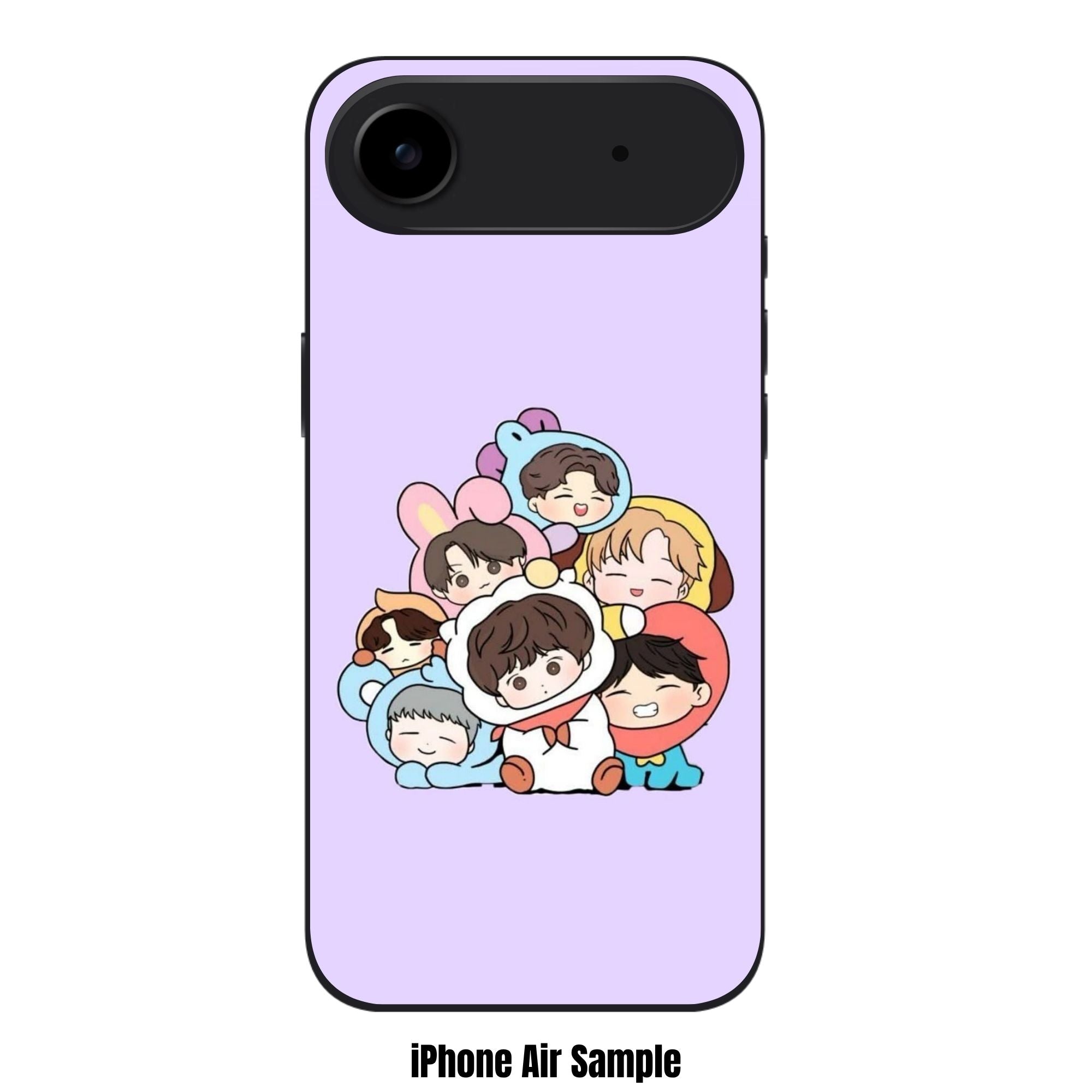 BTS Phone Case For iPhone Samsung Galaxy Pixel - BTS Chibi Stack On Pastel Purple Background