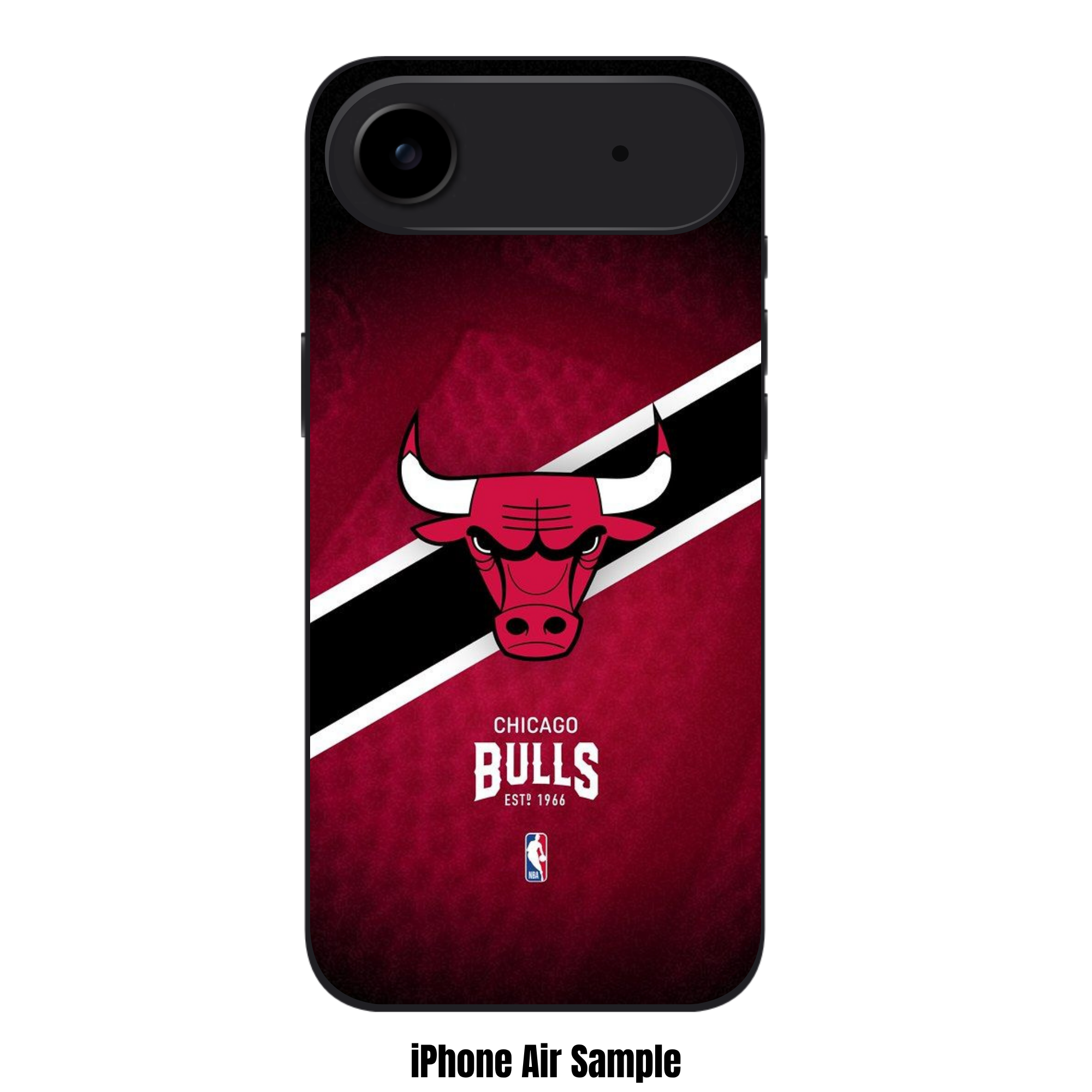 NBA Chicago Bulls Phone Case For iPhone Samsung Galaxy Pixel - Chicago Bulls Logo And Diagonal Stripe On Red Background